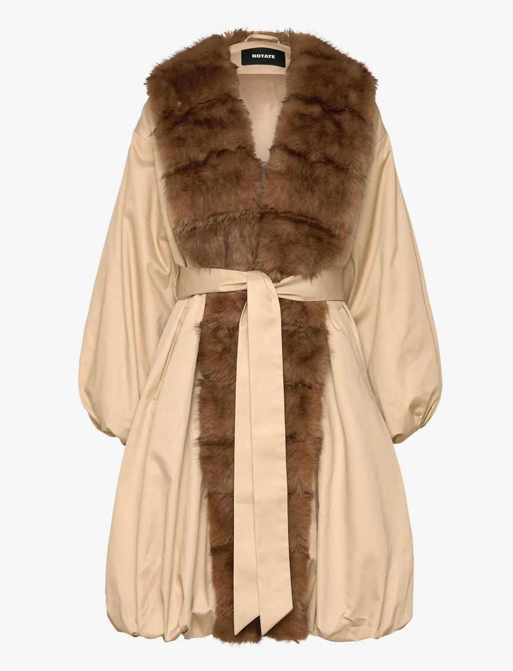 ROTATE Birger Christensen - FAUX FUR COLLAR COAT - namaak bont - cement - 1