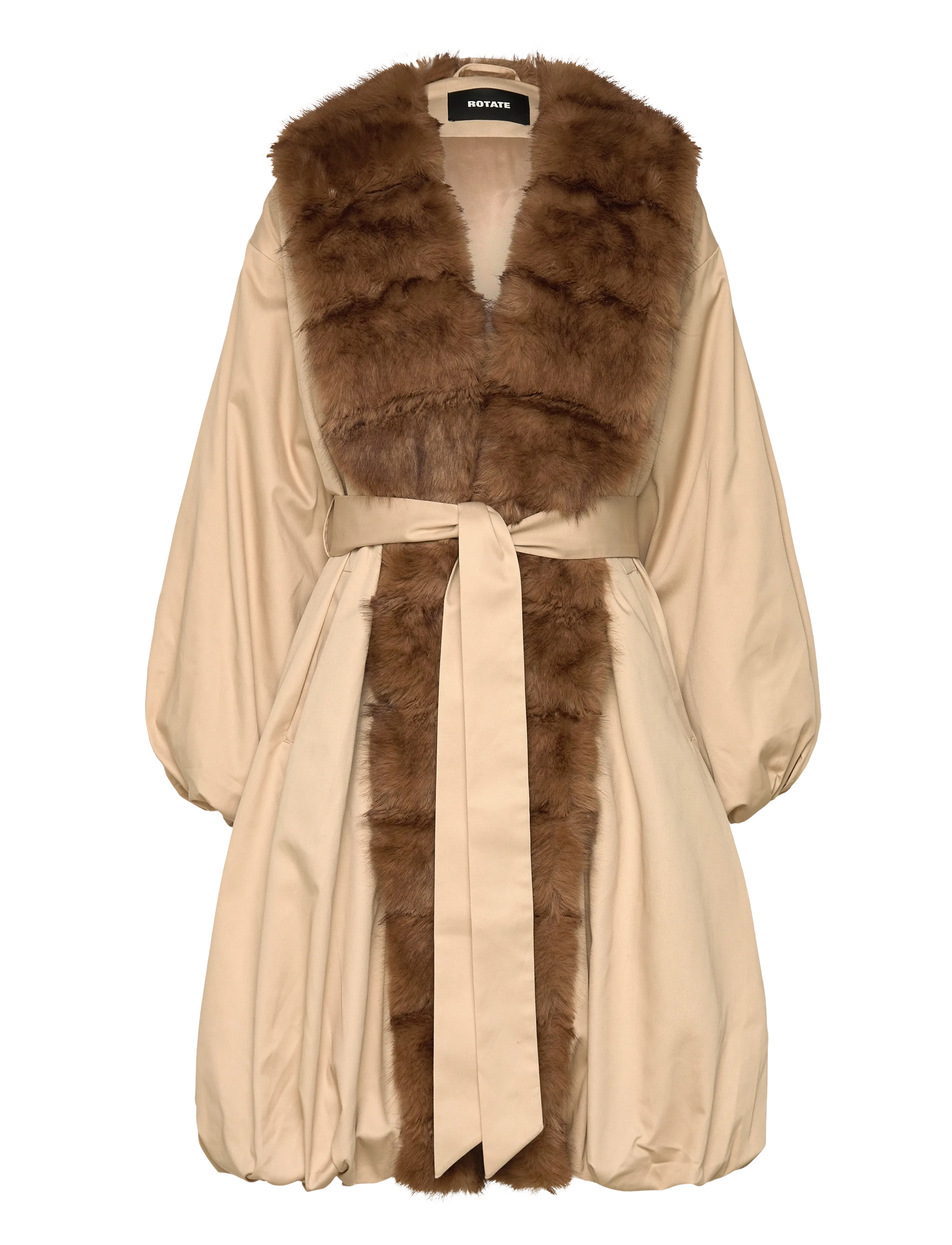 ROTATE - FAUX FUR COLLAR COAT - cement - 1