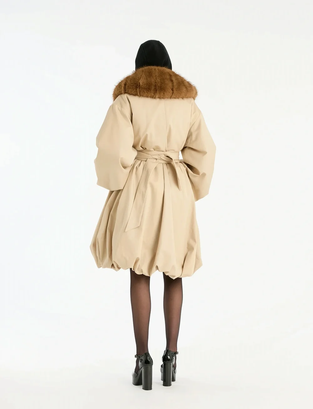 ROTATE Birger Christensen - FAUX FUR COLLAR COAT - namaak bont - cement - 3