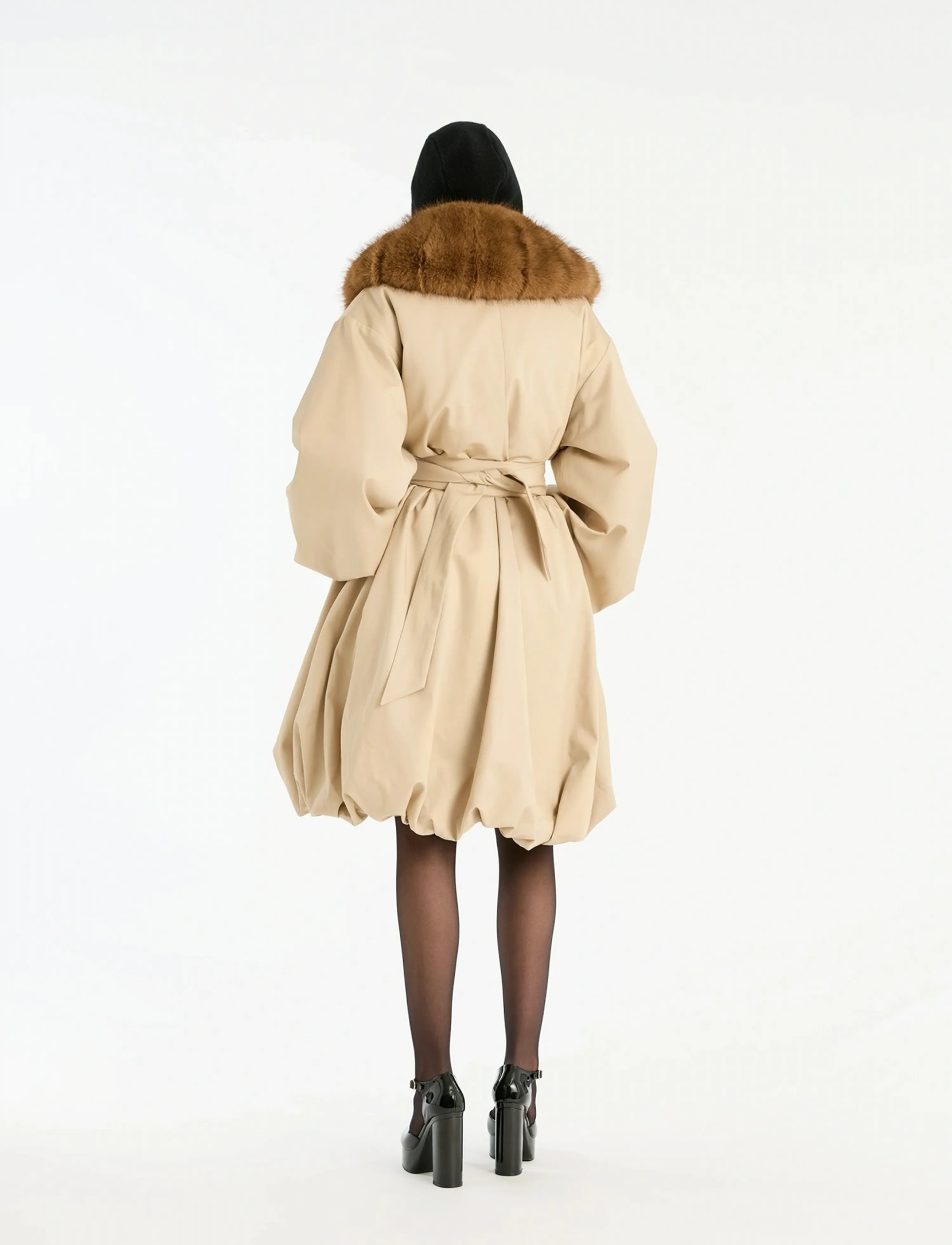 ROTATE - FAUX FUR COLLAR COAT - cement - 3