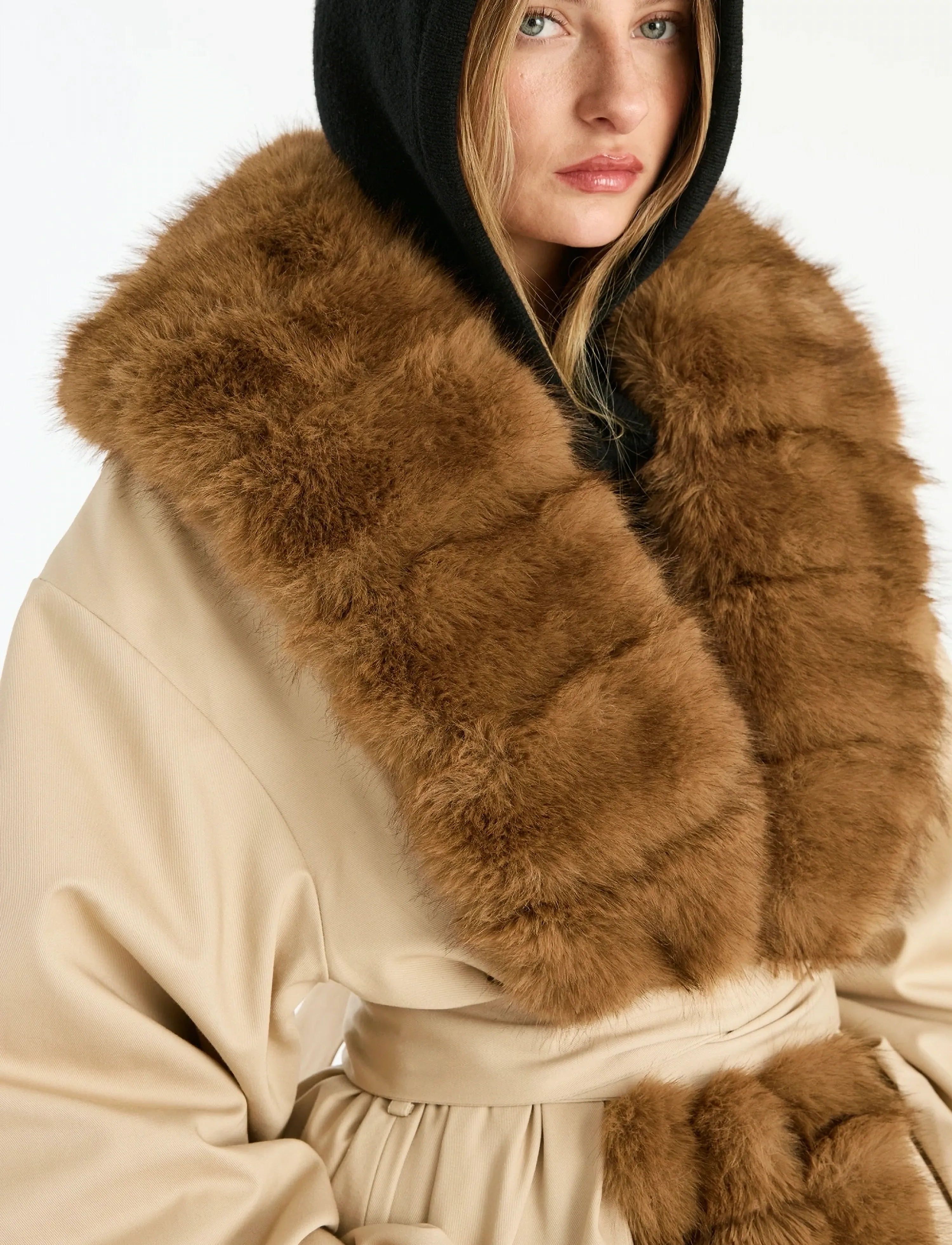 ROTATE - FAUX FUR COLLAR COAT - cement - 5