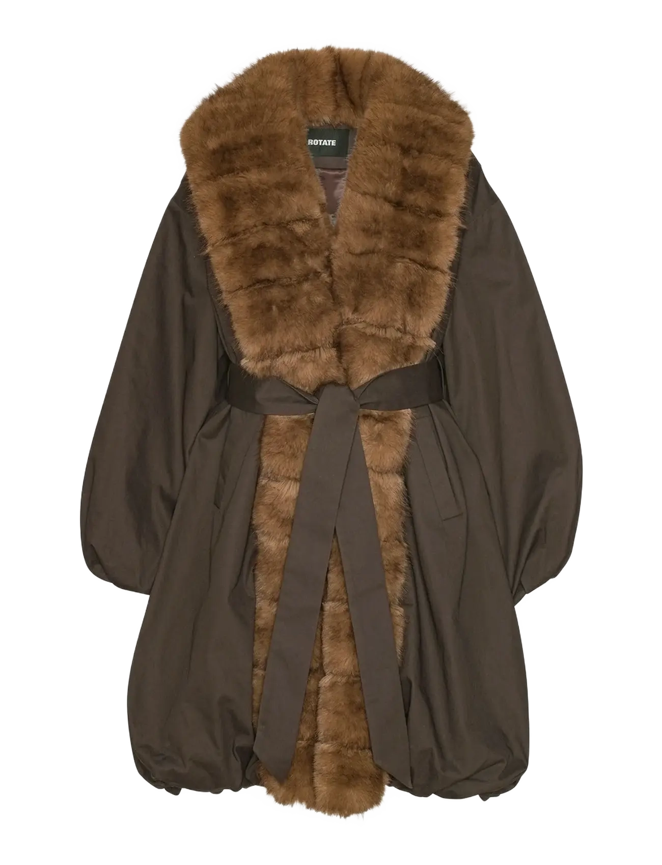 FAUX FUR COLLAR COAT - ESPRESSO