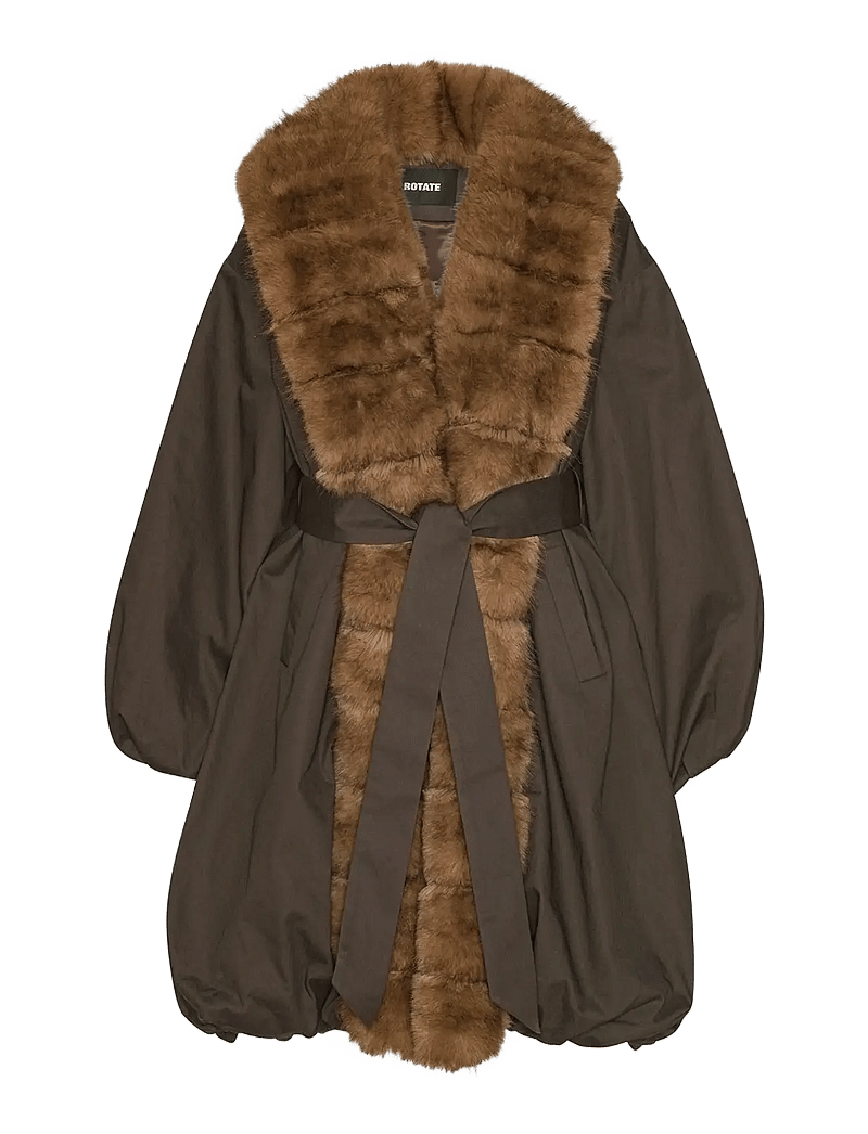 ROTATE Birger Christensen - FAUX FUR COLLAR COAT - faux fur - espresso - 1