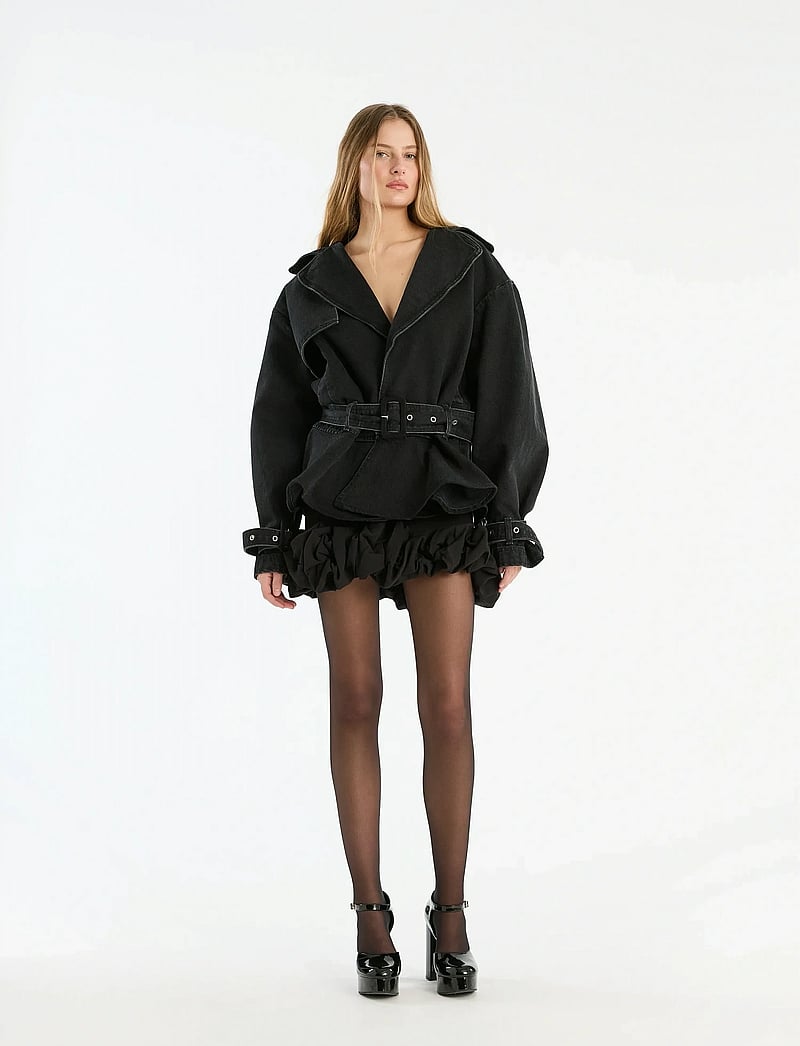 ROTATE Birger Christensen - DENIM BIKER JACKET - jeansjackor - black denim - 0