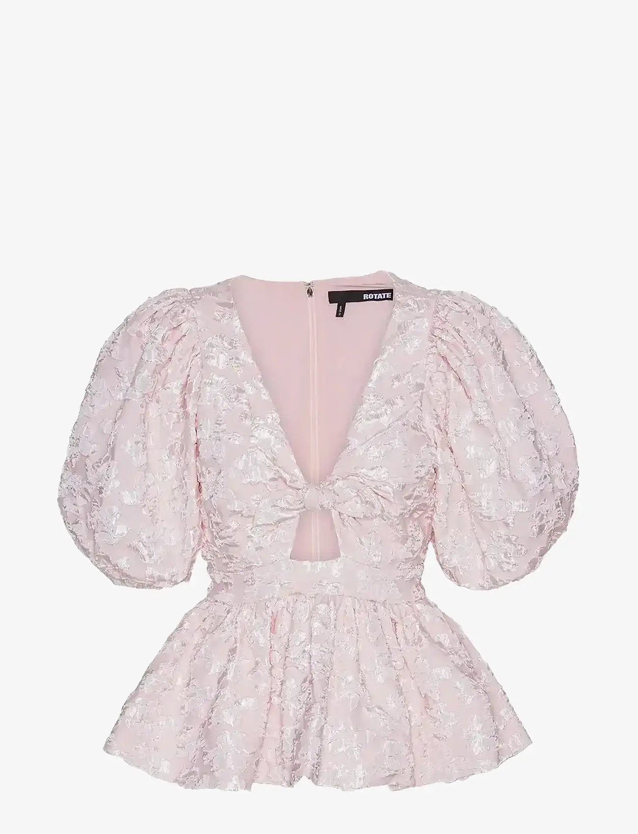 ROTATE Birger Christensen - JACQUARD PUFF SLEEVE TOP - kortærmede bluser - ballerina - 1