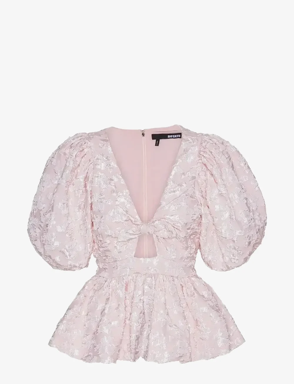 ROTATE Birger Christensen - JACQUARD PUFF SLEEVE TOP - kortærmede bluser - ballerina - 1