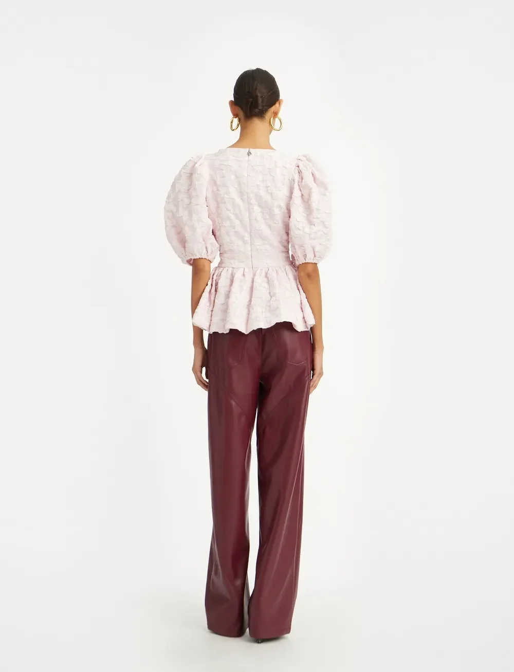 ROTATE Birger Christensen - JACQUARD PUFF SLEEVE TOP - kortærmede bluser - ballerina - 4