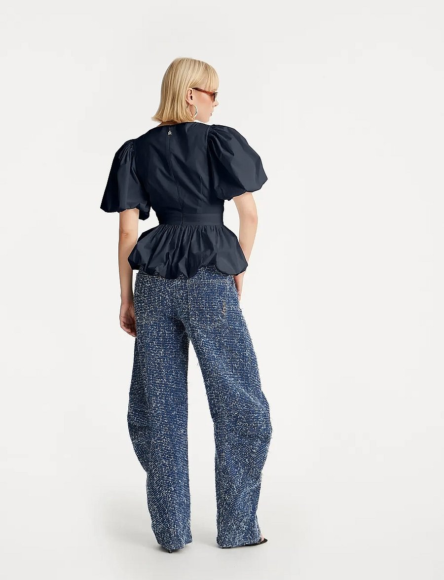 ROTATE - PUFF SLEEVE BUBBLE TOP - kortärmade blusar - navy blazer - 3