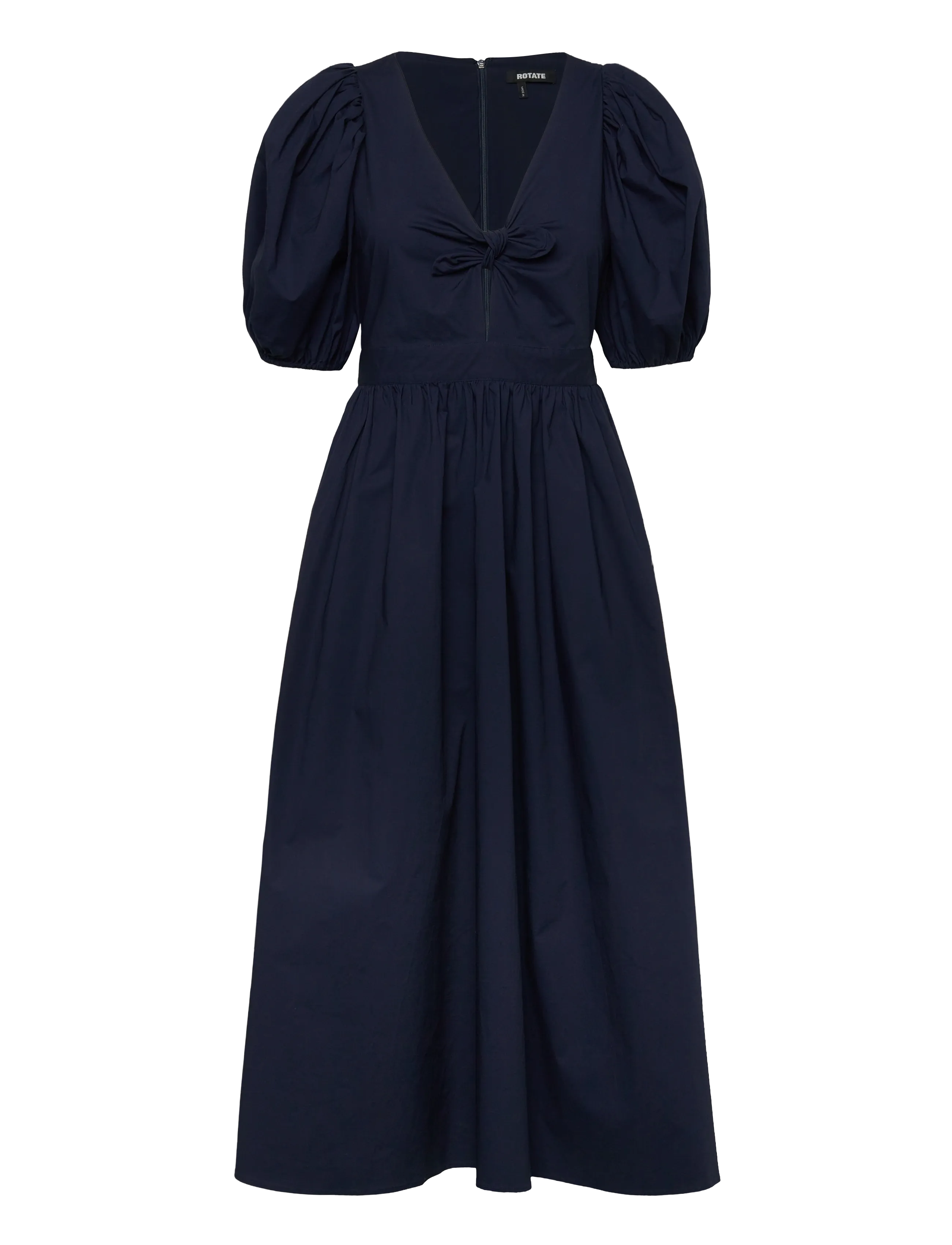 PUFF SLEEVE MIDI DRESS - NAVY BLAZER