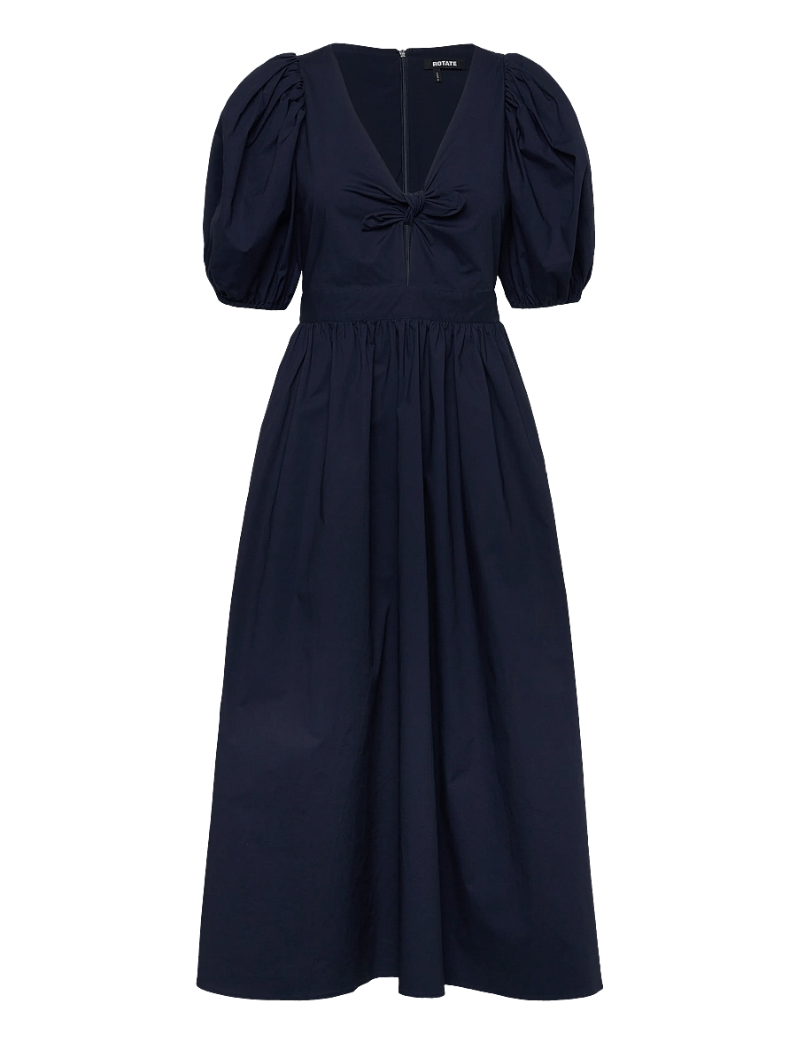 ROTATE - PUFF SLEEVE MIDI DRESS - navy blazer - 0