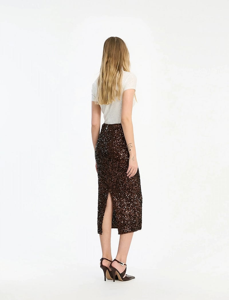 ROTATE Birger Christensen - SEQUIN PENCIL SKIRT - paillet nederdele - chicory coffee - 3