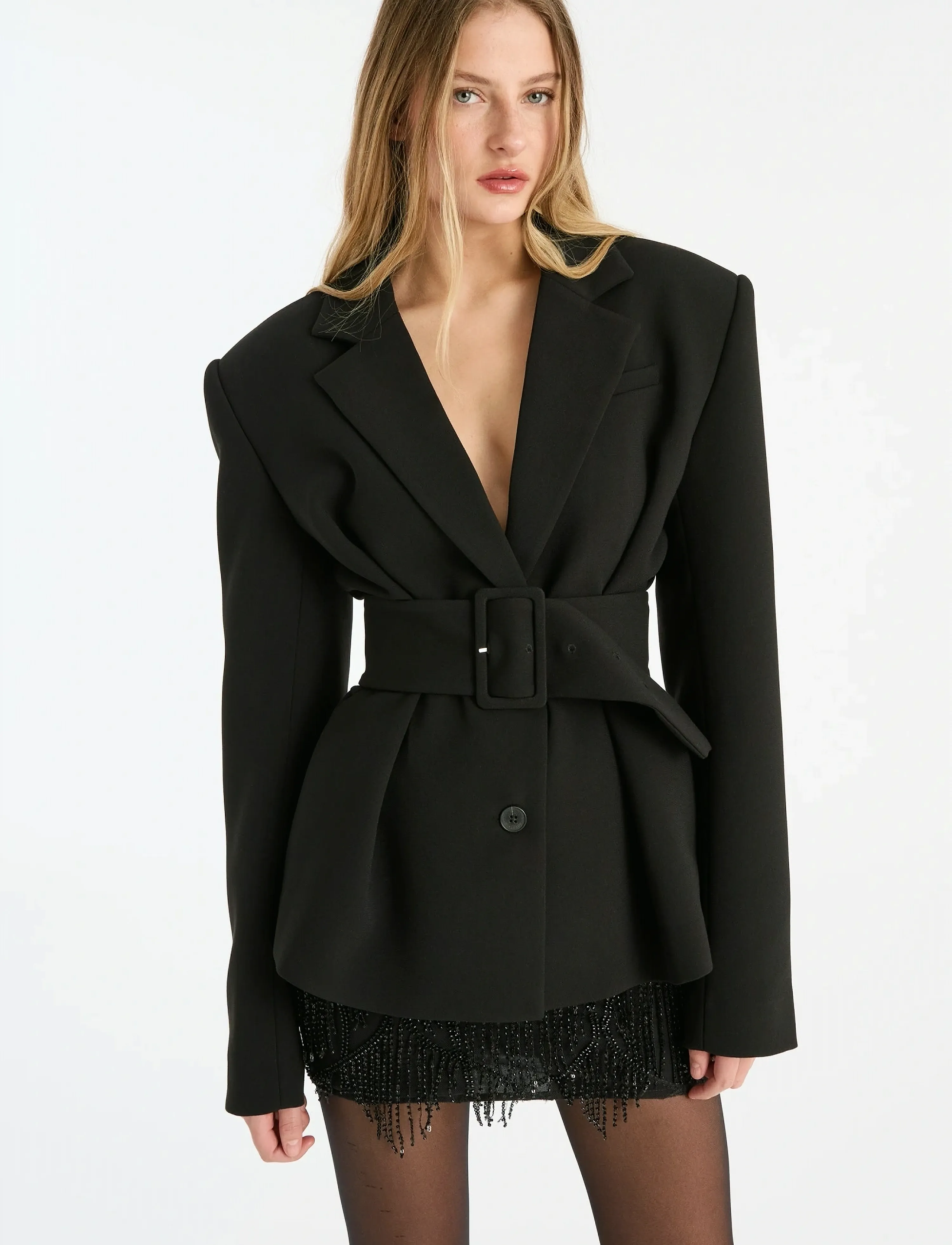 ROTATE - SUITING BELTED BLAZER - black - 4