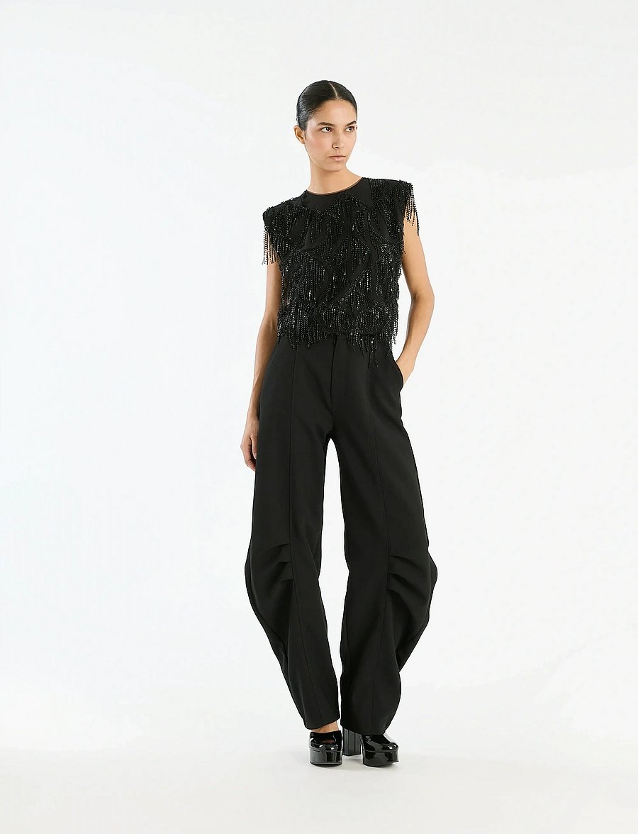 ROTATE - SUITING CARGO PANTS - pantalon barrel - black - 0