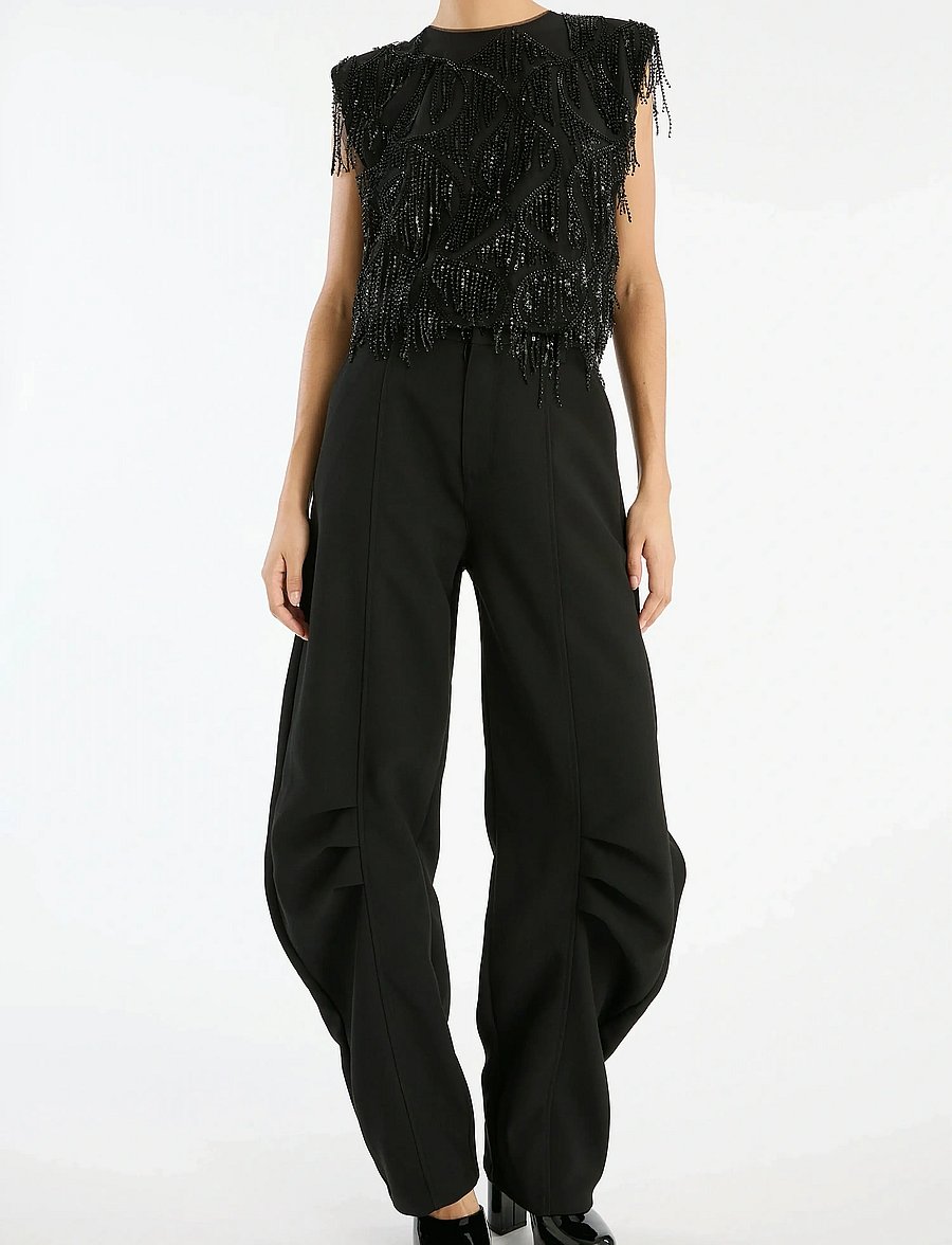 ROTATE - SUITING CARGO PANTS - pantalon barrel - black - 4