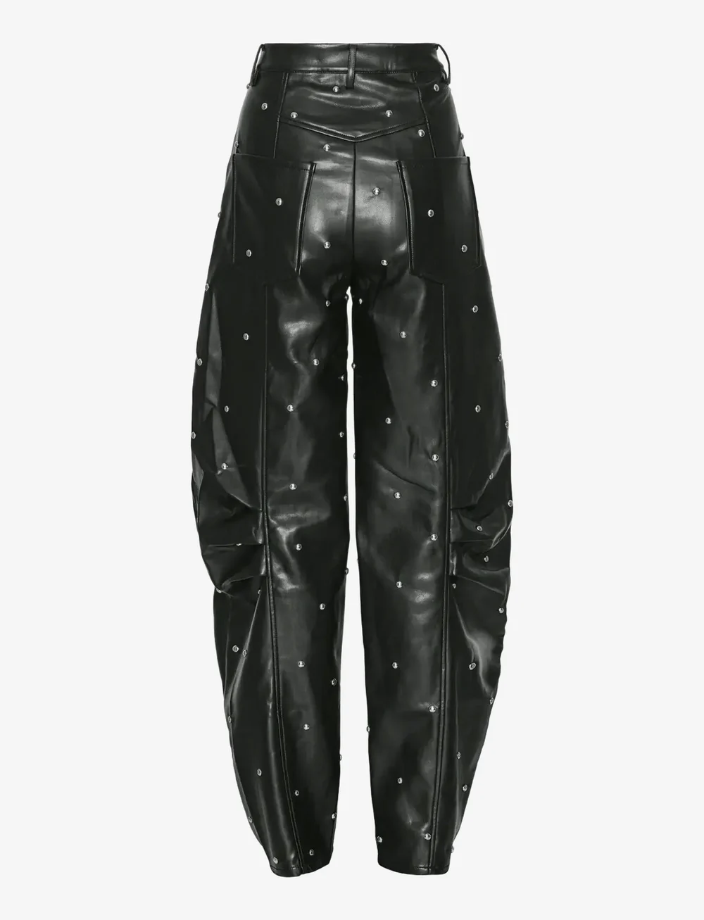 ROTATE Birger Christensen - STUDED CARGO PANTS - leren broeken - black - 2