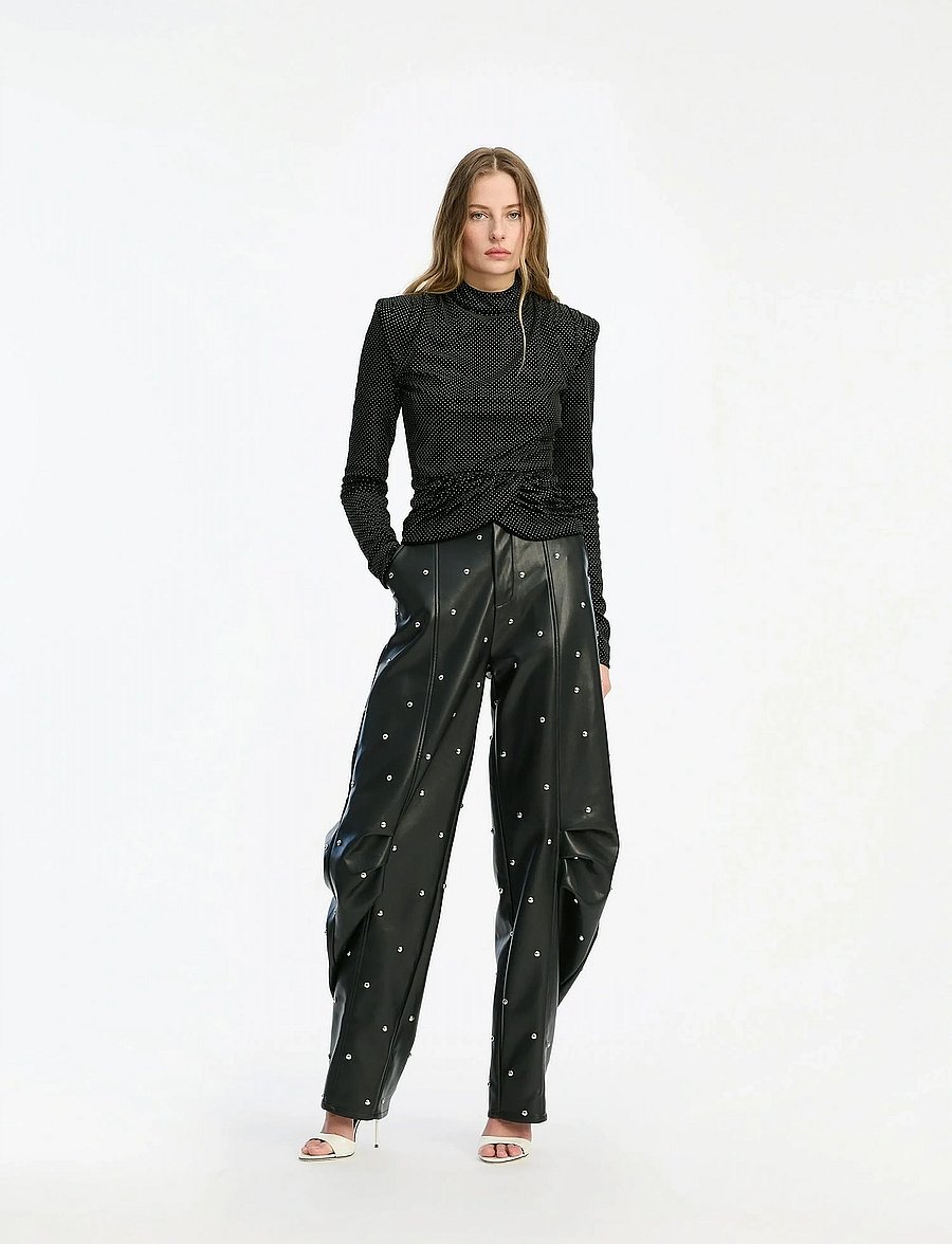 ROTATE - STUDED CARGO PANTS - hosen mit geradem bein - black - 0