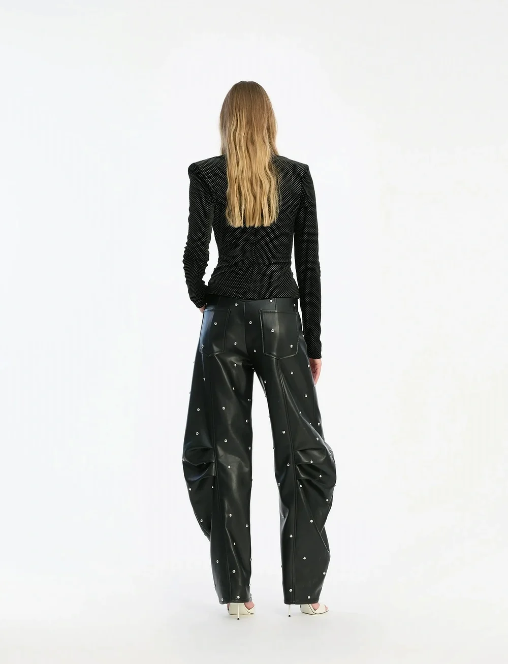 ROTATE Birger Christensen - STUDED CARGO PANTS - leren broeken - black - 3