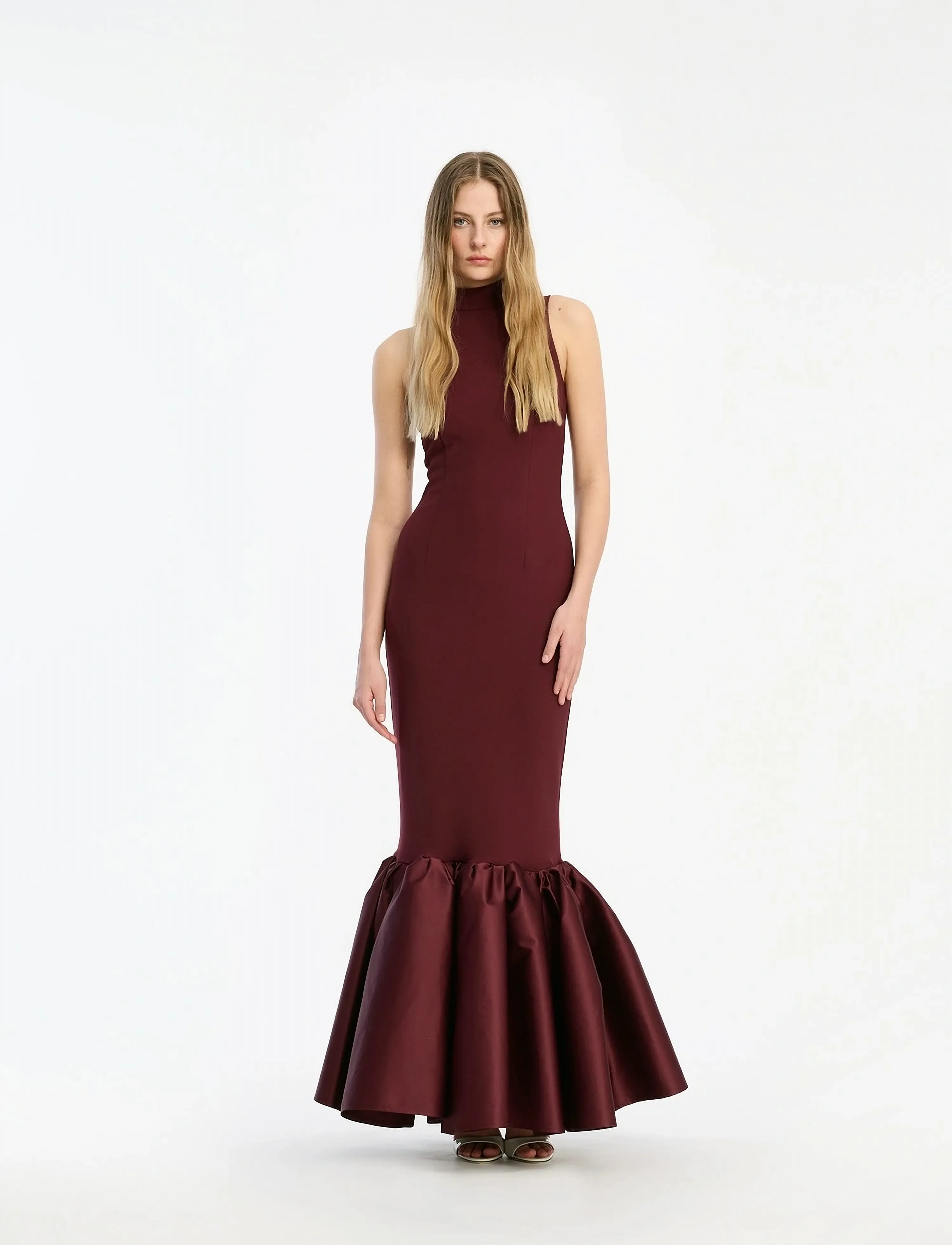 ROTATE FITTED MAXI DRESS - Aftenkjoler & Gallakjoler - ZINFANDEL / burgundy