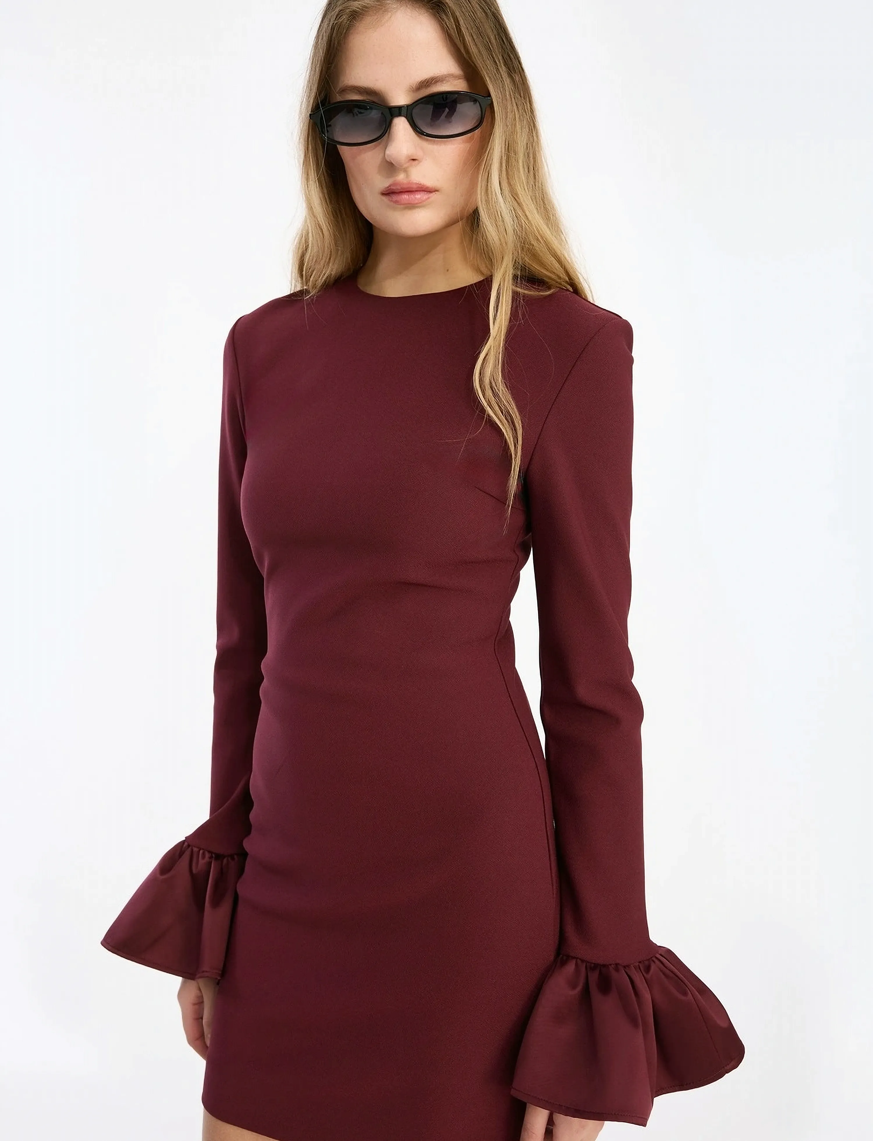 ROTATE - FRILL SLEEVED MINI DRESS - festkjoler - zinfandel - 4