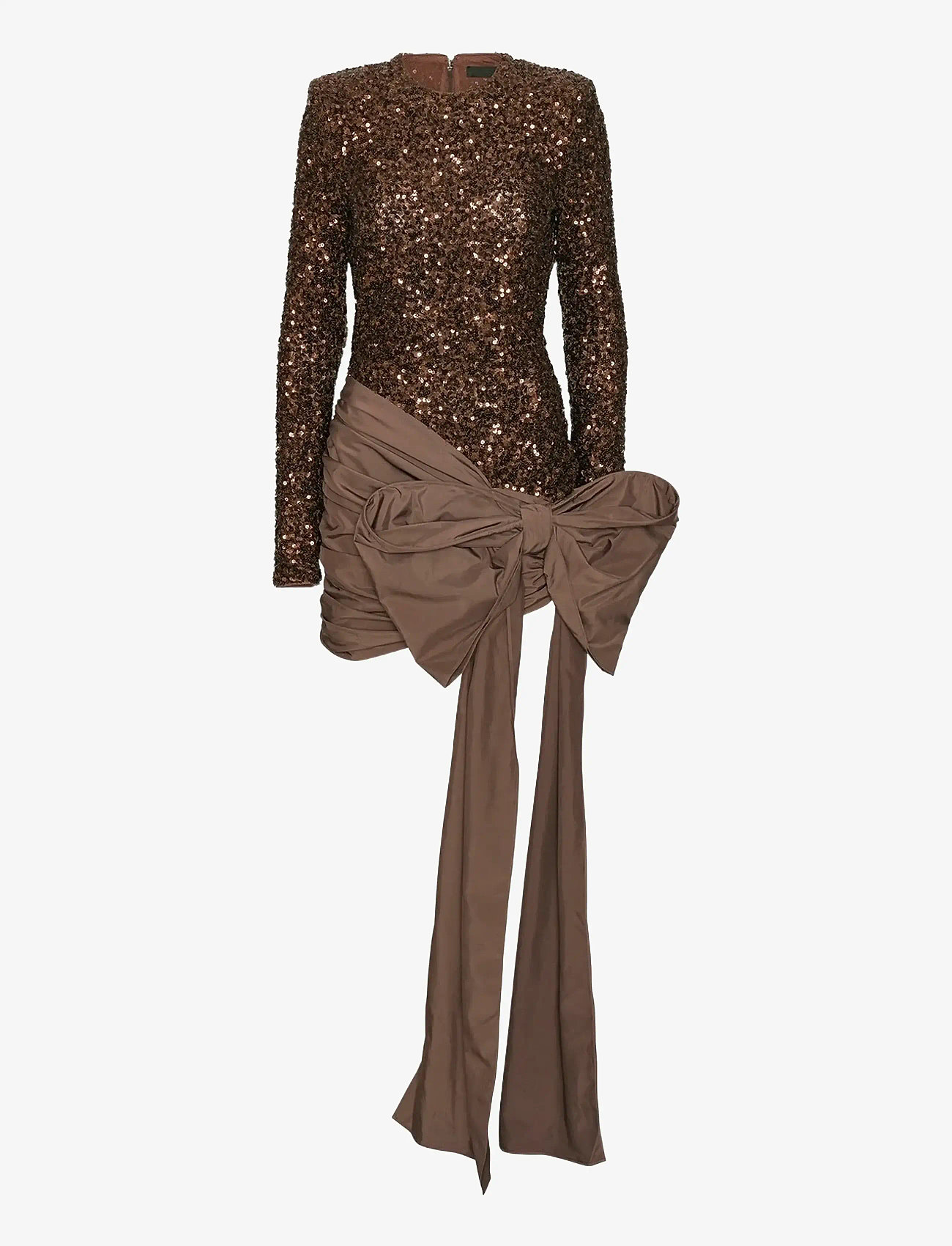 ROTATE - SEQUINS BOW MINI DRESS - pailletkjoler - chicory coffee - 1