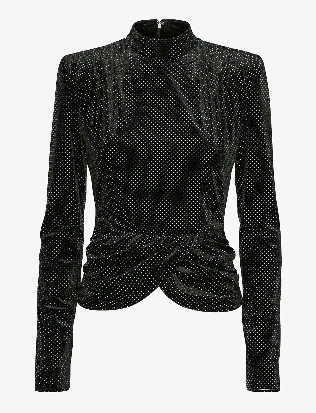 ROTATE - VELVET DRAPED TOP - pikkade varrukatega alussärgid - black - 1