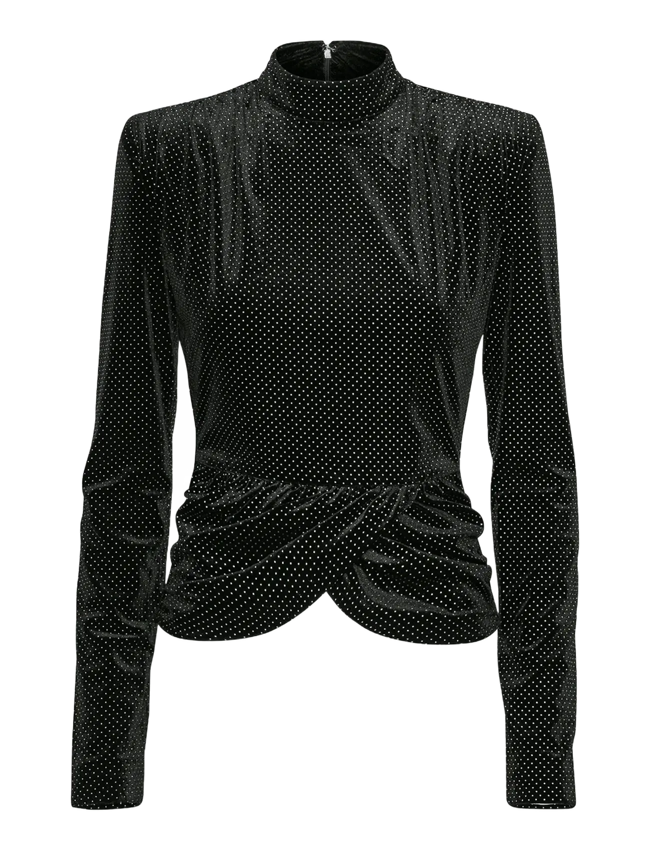 ROTATE Birger Christensen VELVET DRAPED TOP - T-shirts & Toppar - BLACK / black