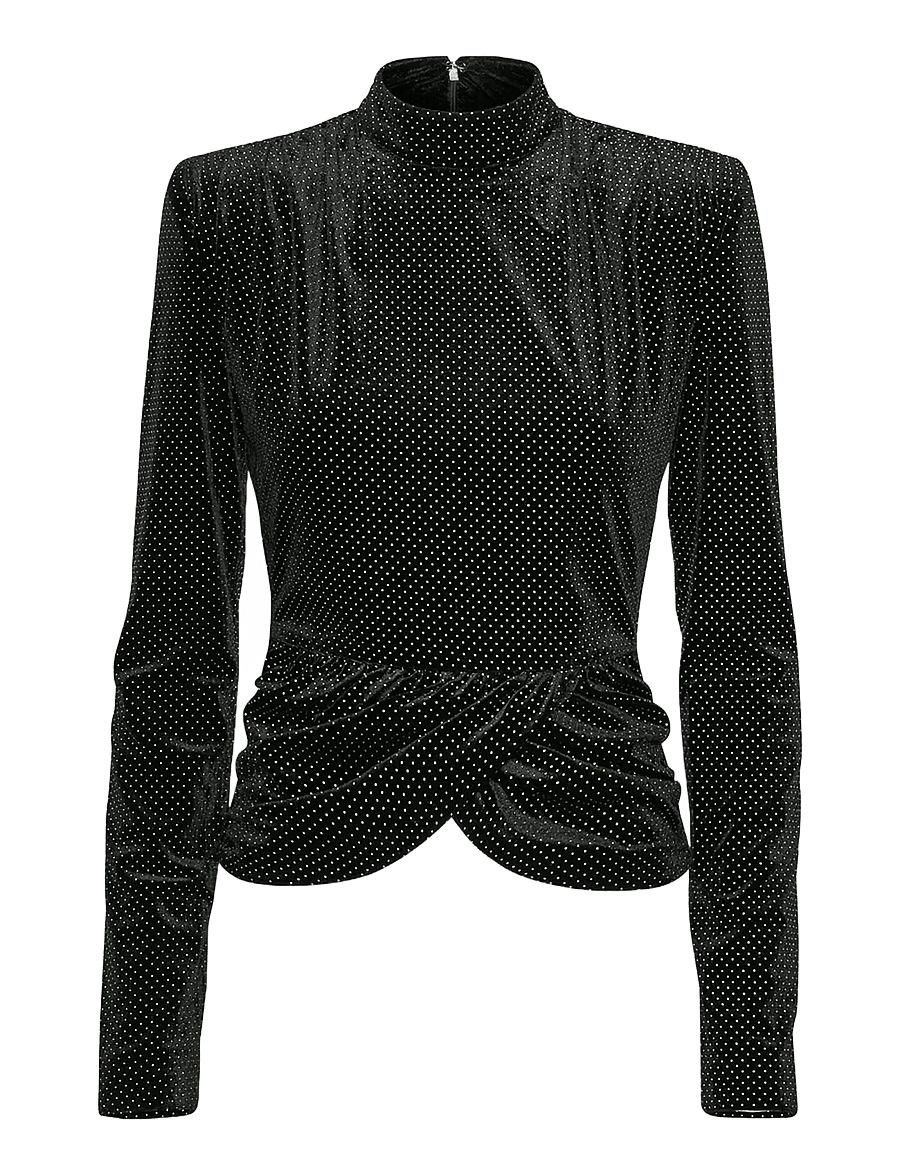 ROTATE - VELVET DRAPED TOP - palaidinukės ilgomis rankovėmis - black - 1