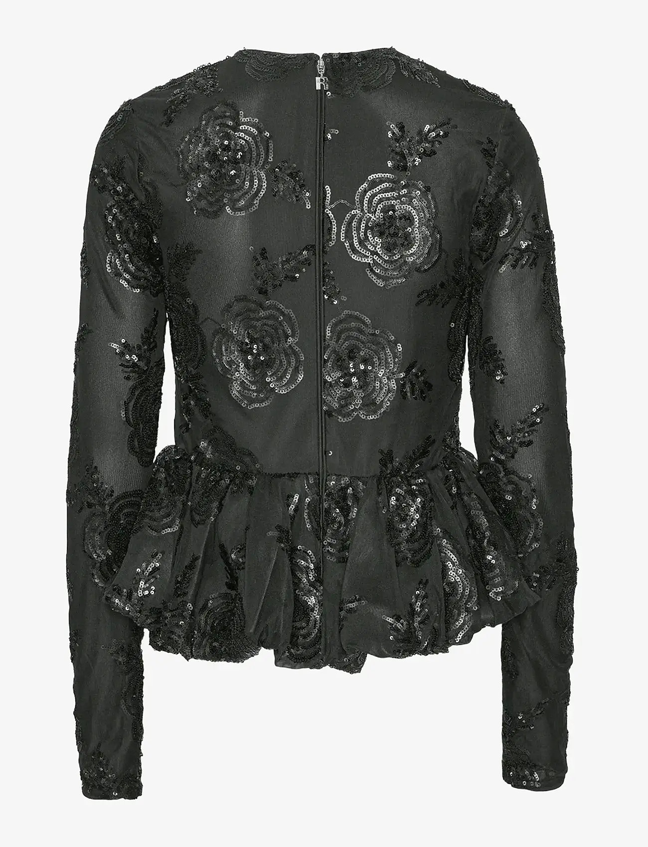 ROTATE - SEQUINS LS BUBBLE TOP - pikkade varrukatega pluusid - black - 2