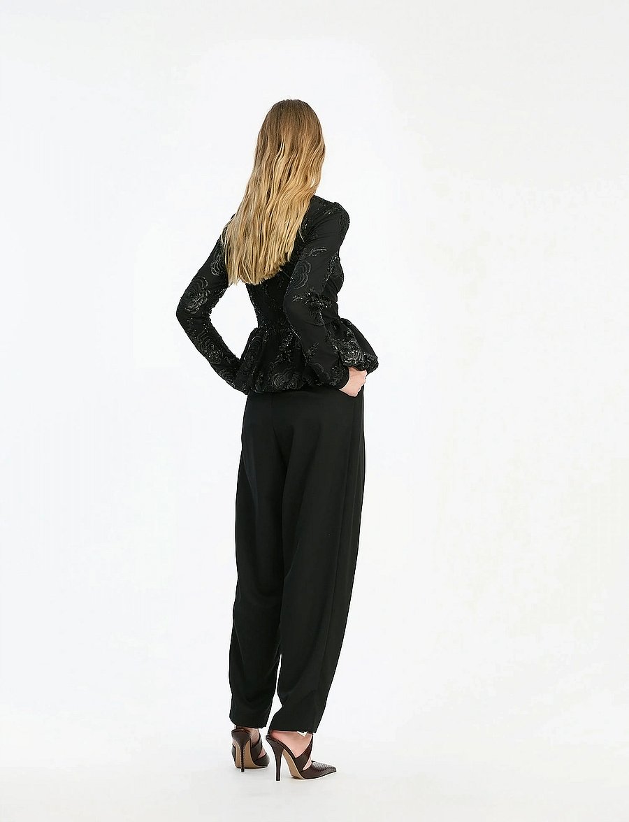 ROTATE - SEQUINS LS BUBBLE TOP - langermede bluser - black - 3