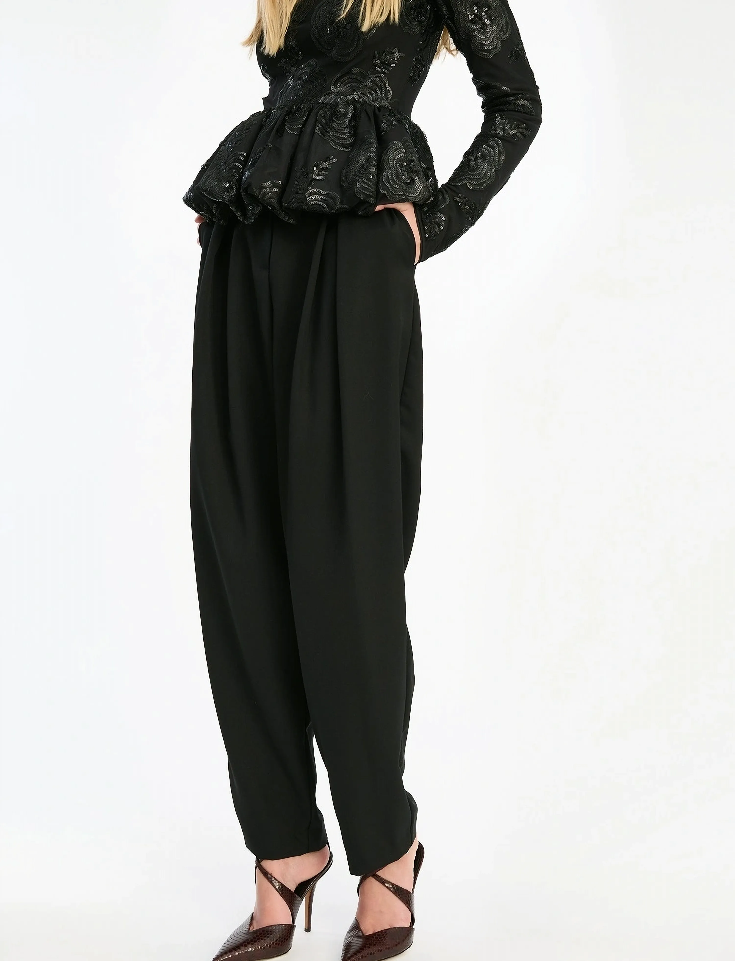 ROTATE - SEQUINS LS BUBBLE TOP - langärmlige blusen - black - 4