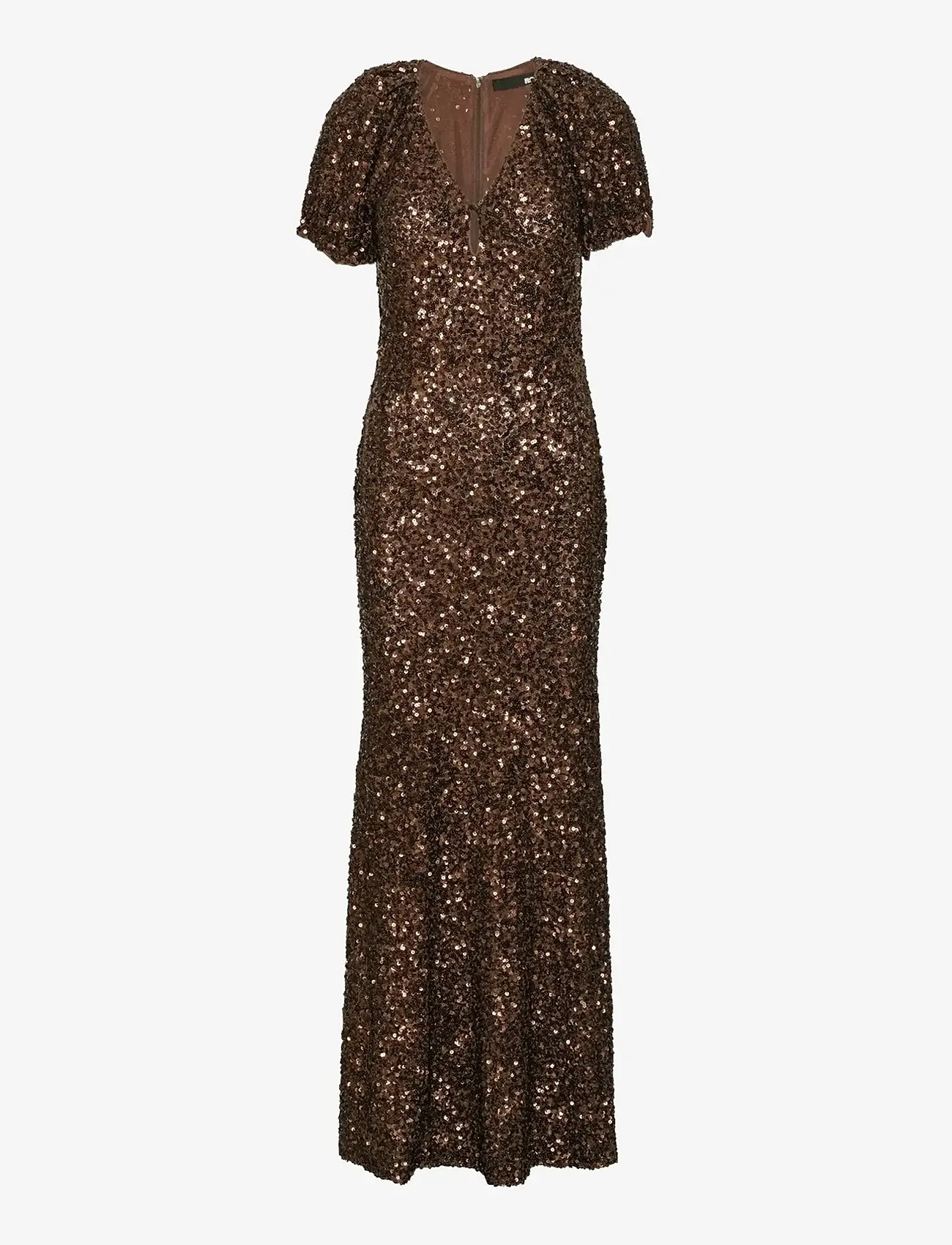 ROTATE Birger Christensen - SEQUINS MIDI V-NECK DRESS - pailletkjoler - chicory coffee - 1