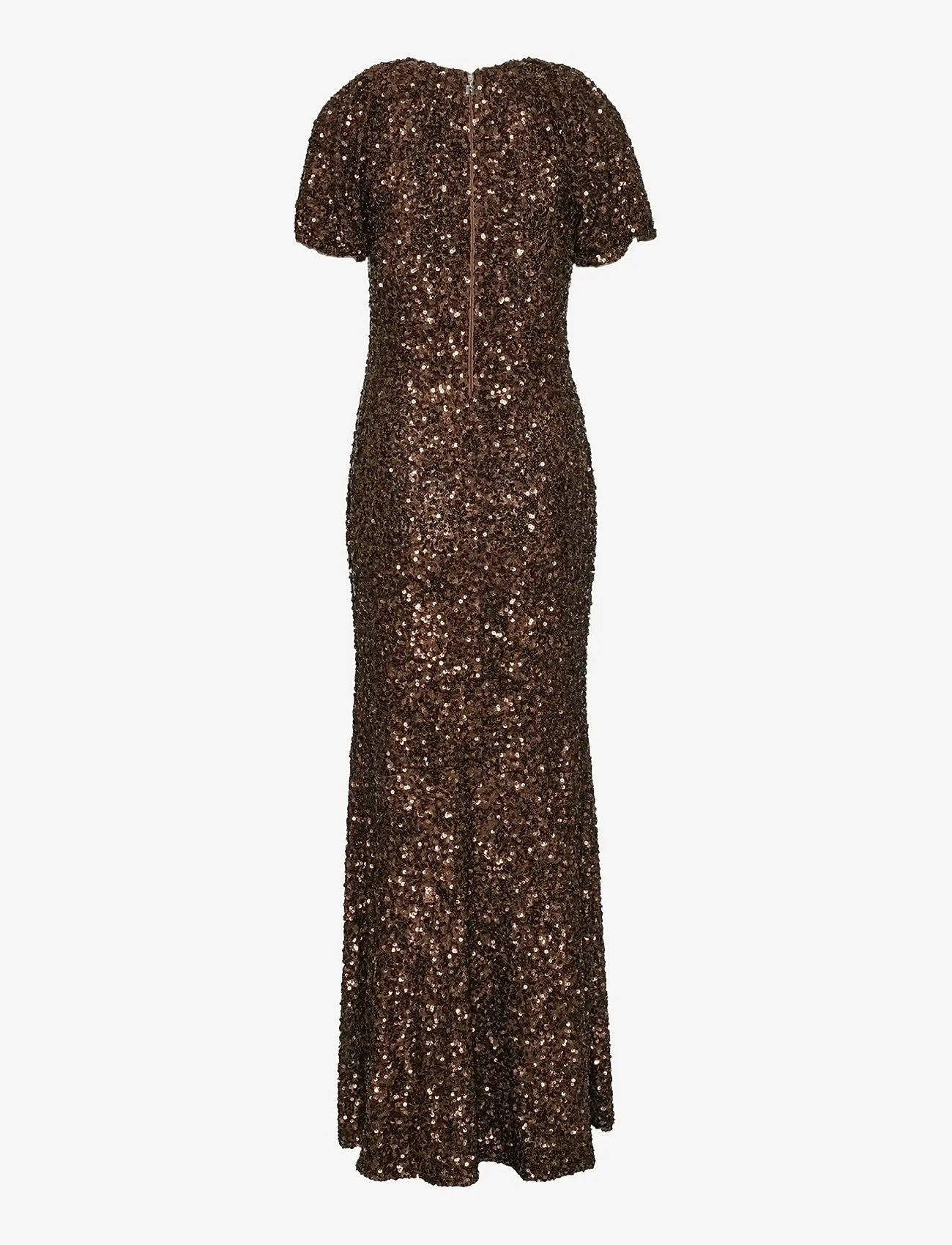 ROTATE Birger Christensen - SEQUINS MIDI V-NECK DRESS - pailletkjoler - chicory coffee - 2