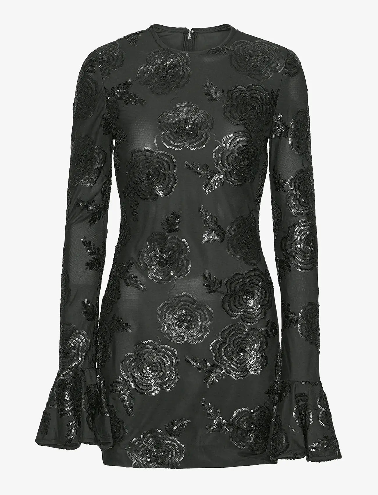 ROTATE Birger Christensen - SEQUINS LS MINI DRESS - cocktailkjoler - black - 1