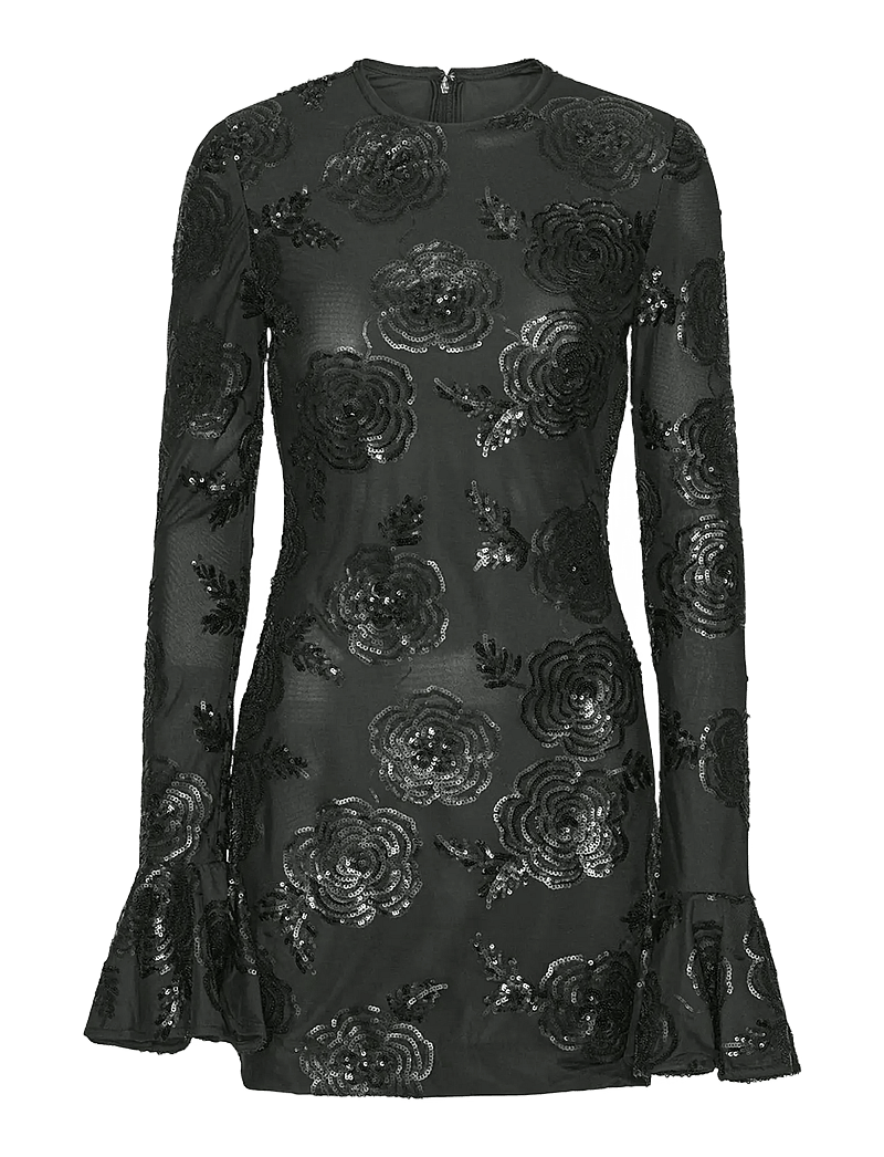 ROTATE Birger Christensen - SEQUINS LS MINI DRESS - cocktailkjoler - black - 1