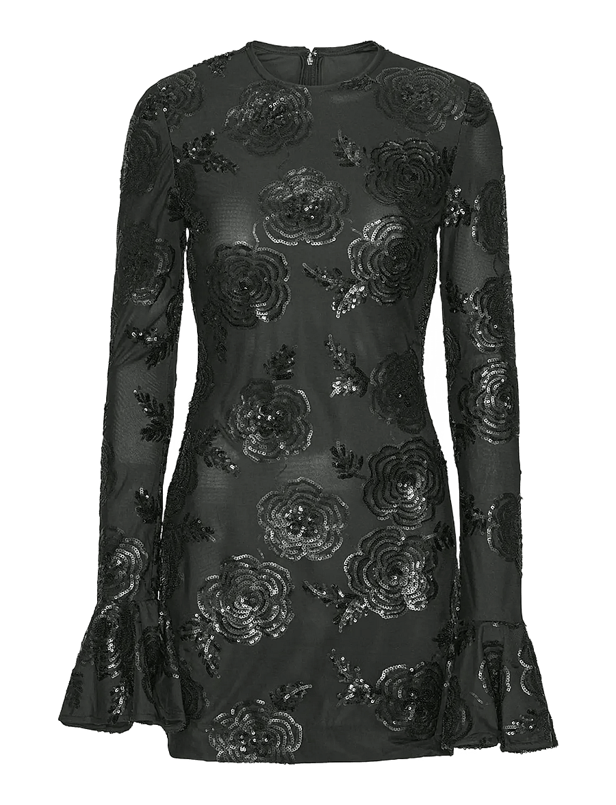 ROTATE - SEQUINS LS MINI DRESS - cocktailkleider - black - 1