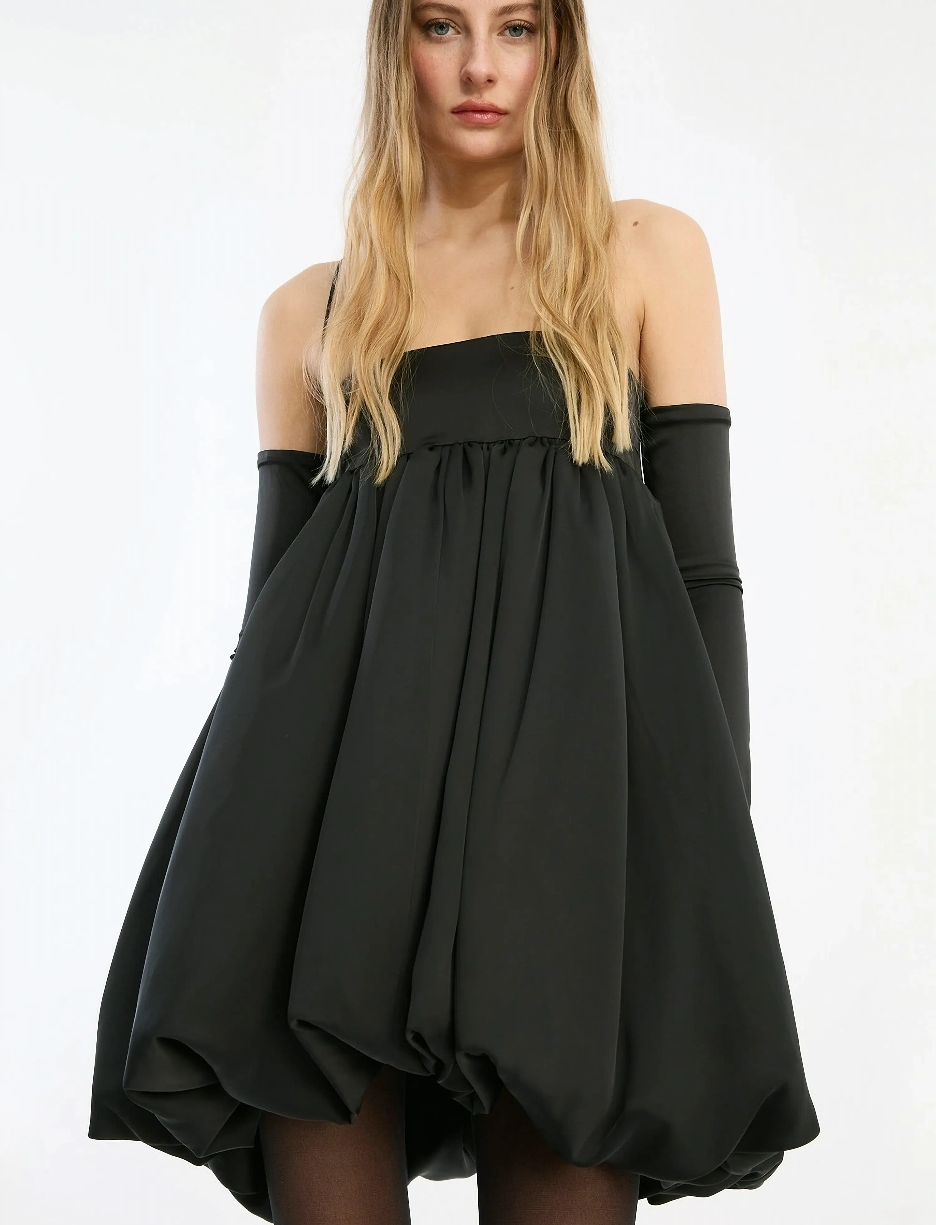 ROTATE - SATIN LS BUBBLE DRESS - festkjoler - black - 3