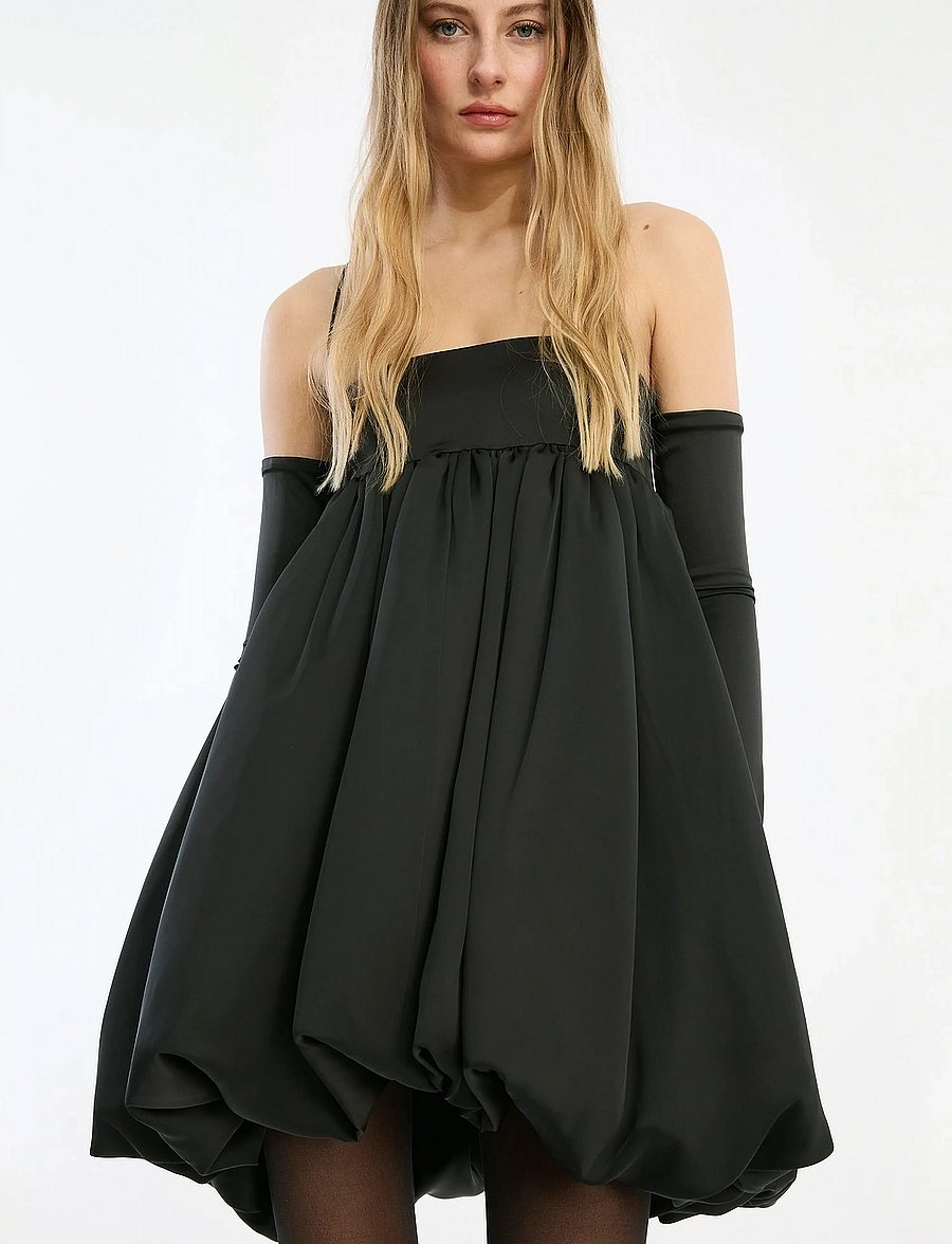 ROTATE - SATIN LS BUBBLE DRESS - festkjoler - black - 3