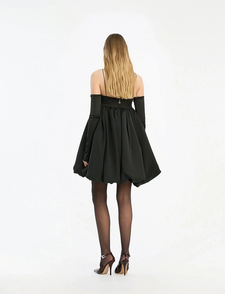 ROTATE - SATIN LS BUBBLE DRESS - festkjoler - black - 4