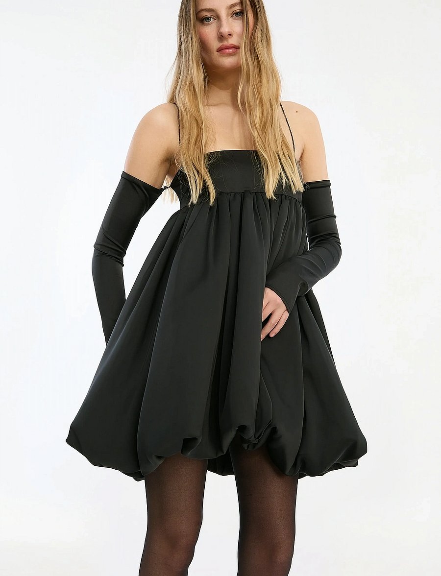 ROTATE - SATIN LS BUBBLE DRESS - festkjoler - black - 5