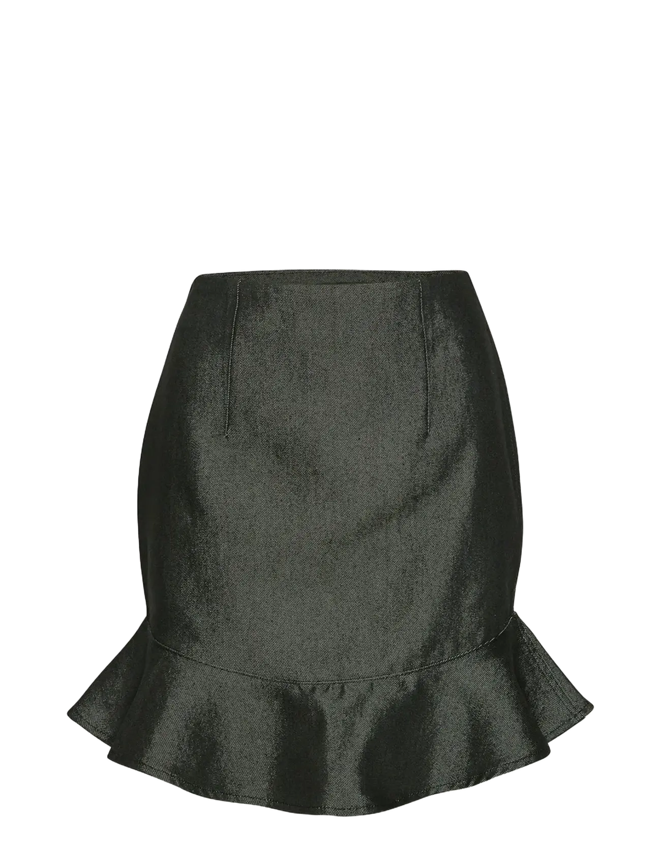 DENIM MINI RUFFLE SKIRT - BLACK