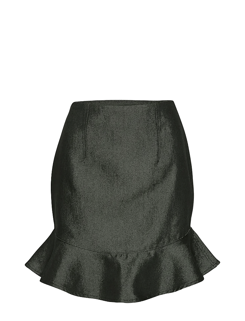 ROTATE Birger Christensen - DENIM MINI RUFFLE SKIRT - korta kjolar - black - 1