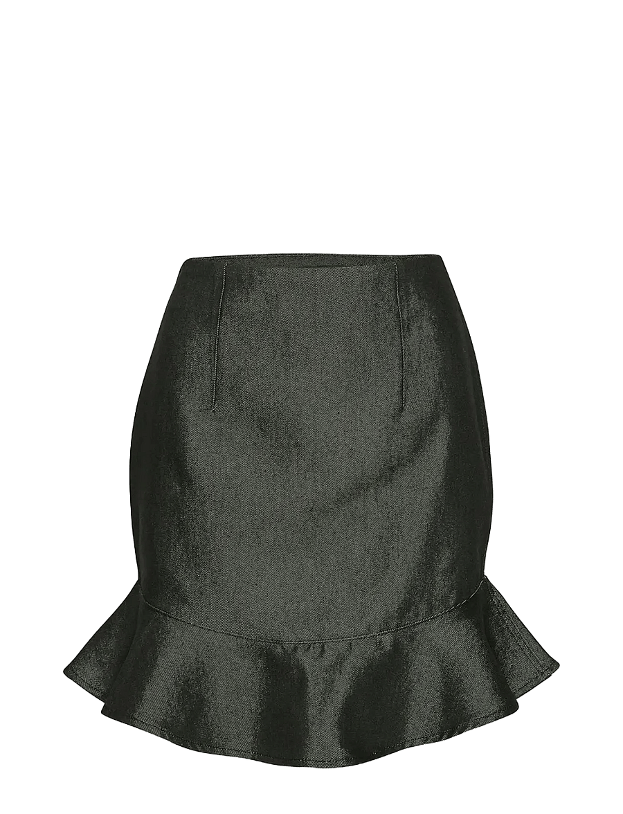 ROTATE - DENIM MINI RUFFLE SKIRT - korta kjolar - black - 1