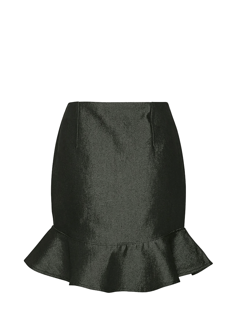 ROTATE - DENIM MINI RUFFLE SKIRT - korta kjolar - black - 2