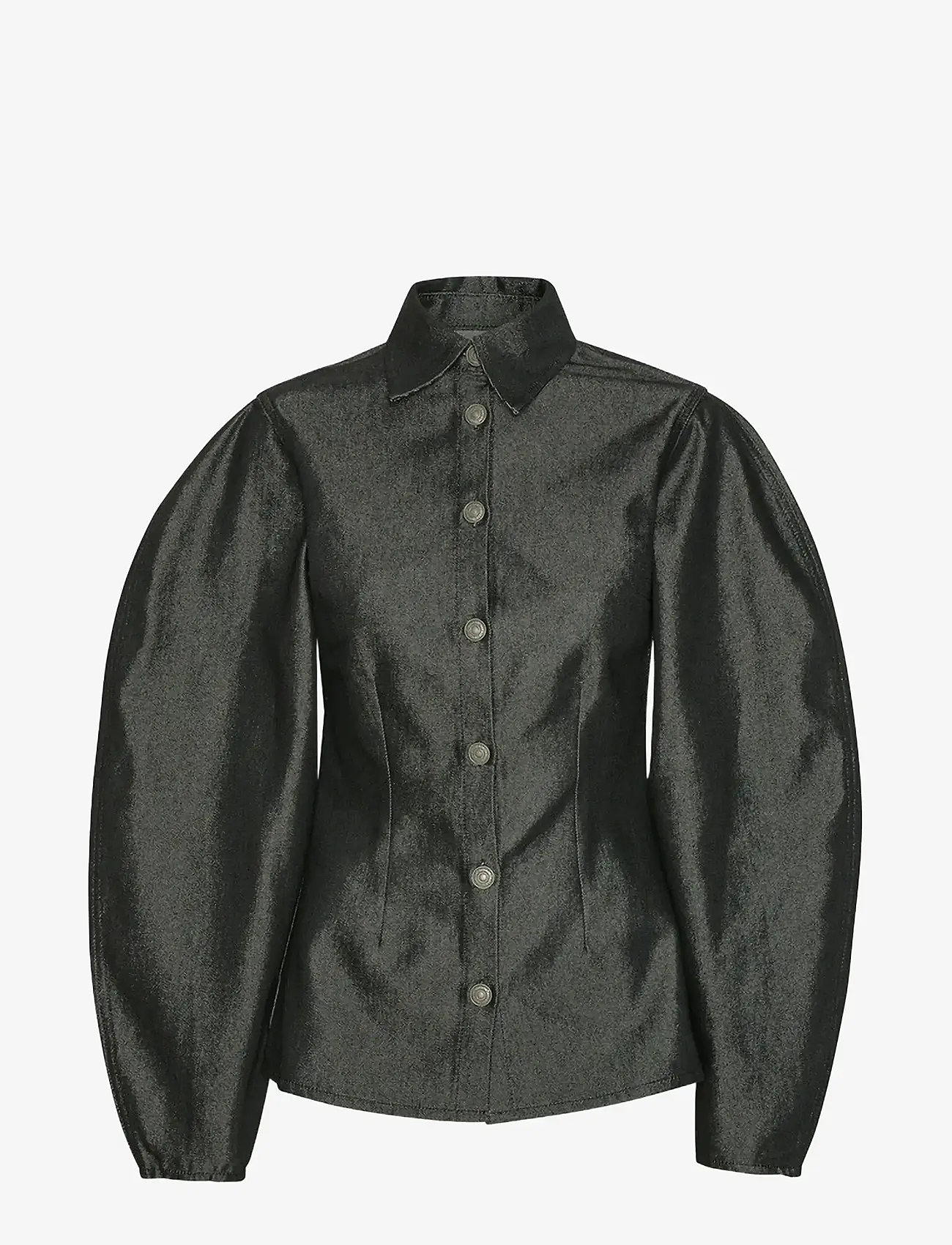 ROTATE Birger Christensen - DENIM FITTED SHIRT - teksasärgid - black - 1
