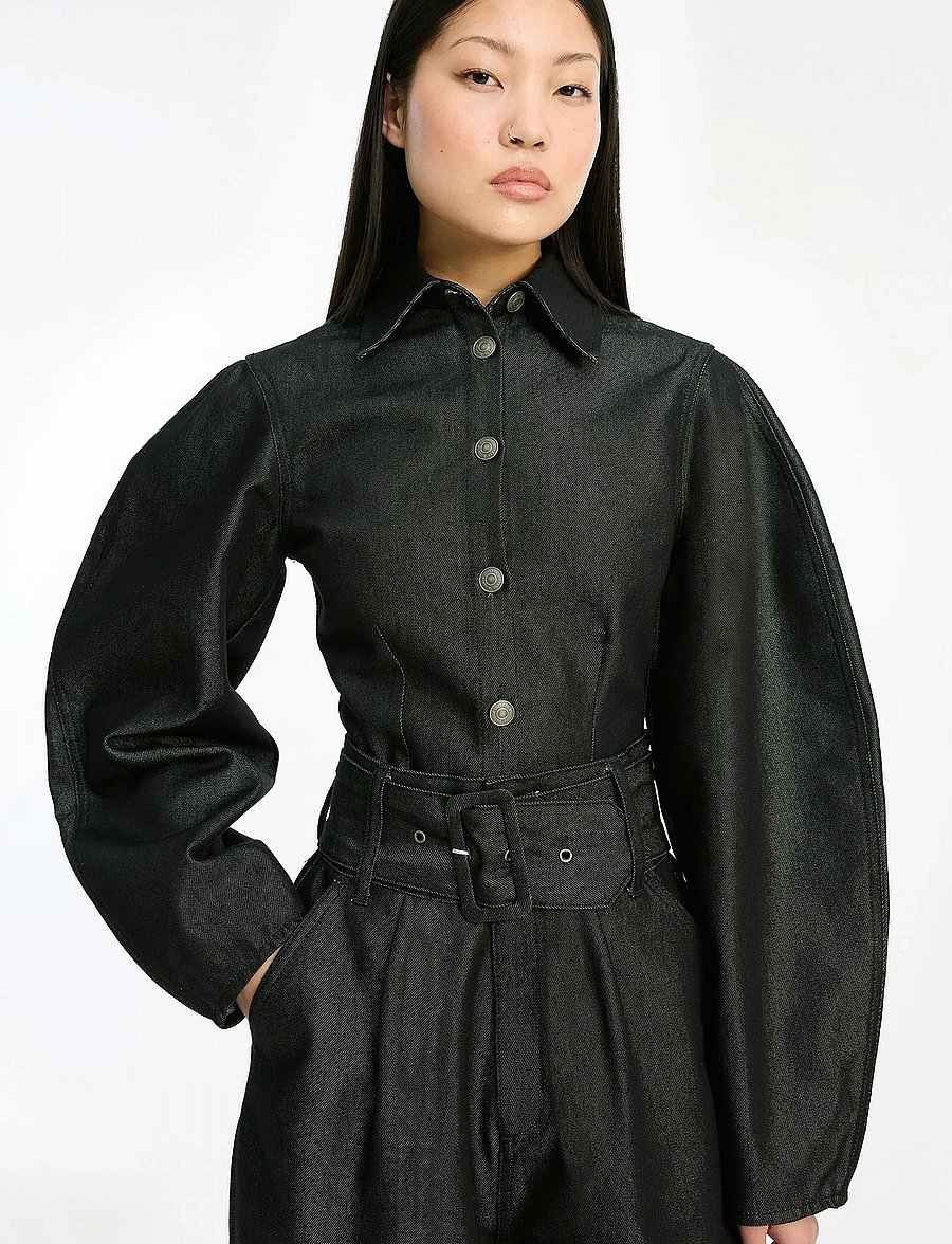 ROTATE - DENIM FITTED SHIRT - jeanshemden - black - 4