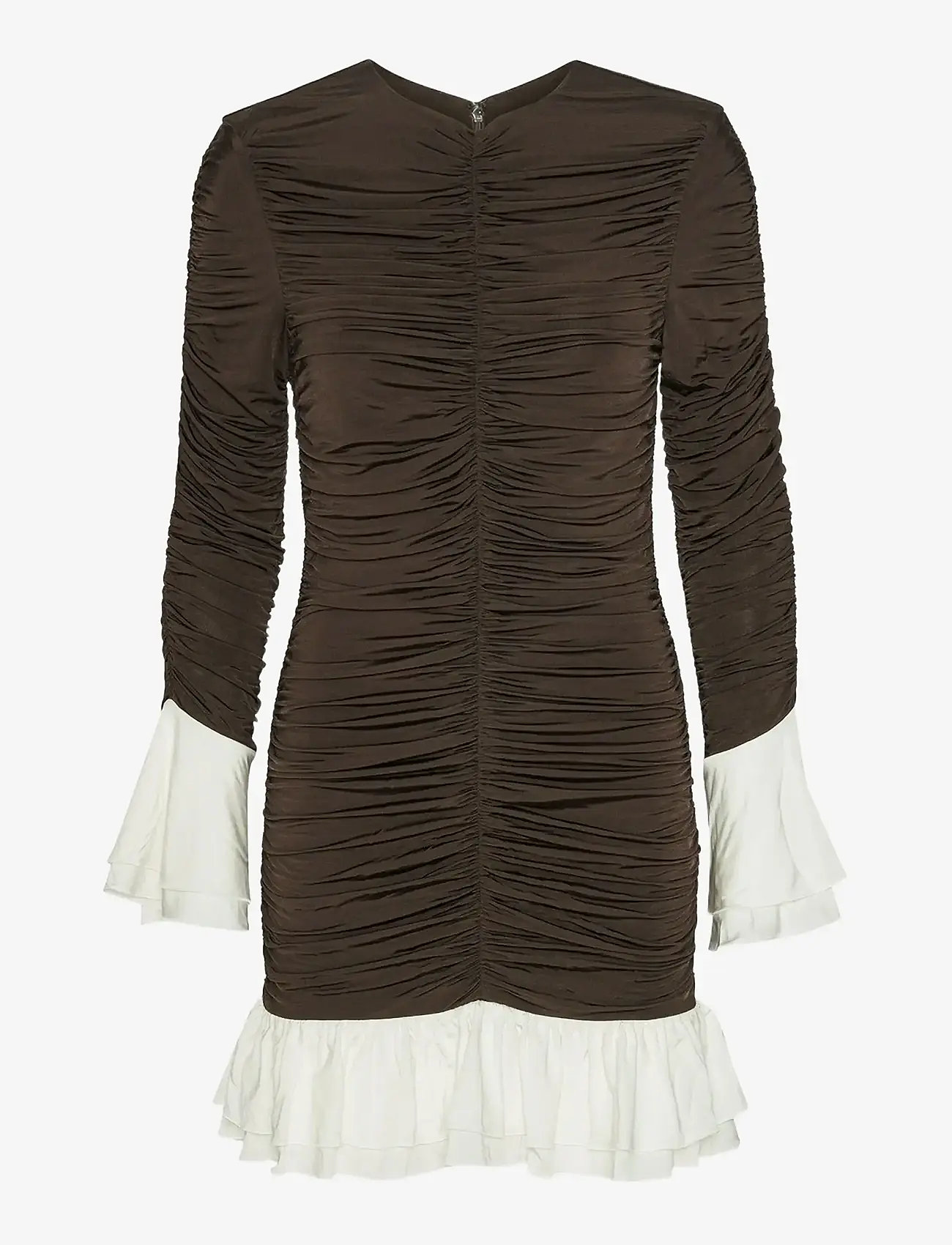 ROTATE Birger Christensen - MINI RUCHED LS DRESS - cocktailkleider - chicory coffee comb. - 1