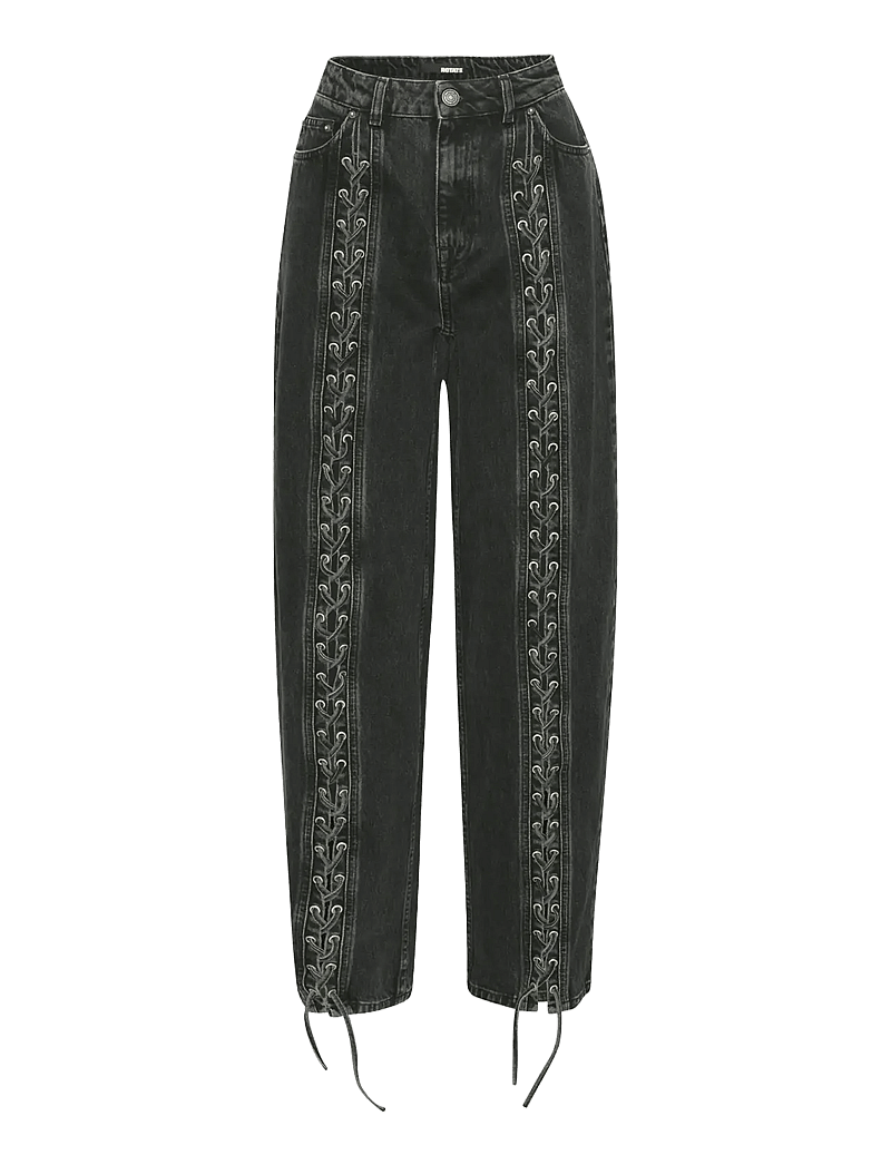 ROTATE Birger Christensen - LACED WIDE LEG JEANS - wide leg jeans - black - washed - 1