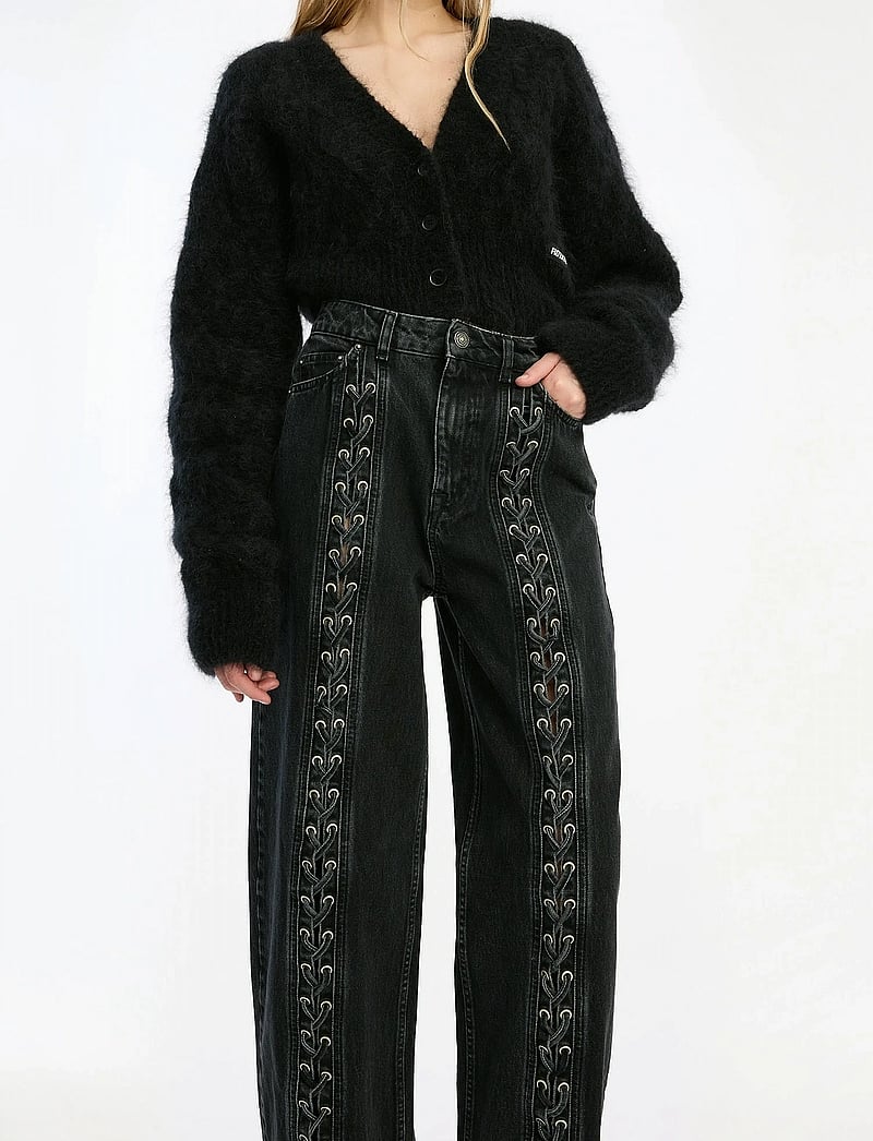 ROTATE Birger Christensen - LACED WIDE LEG JEANS - wide leg jeans - black - washed - 0