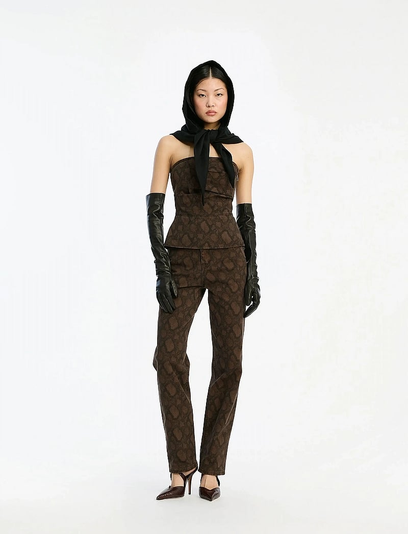 ROTATE Birger Christensen - PRINTED STRAIGHT JEANS - straight jeans - taupe gray comb. - 0