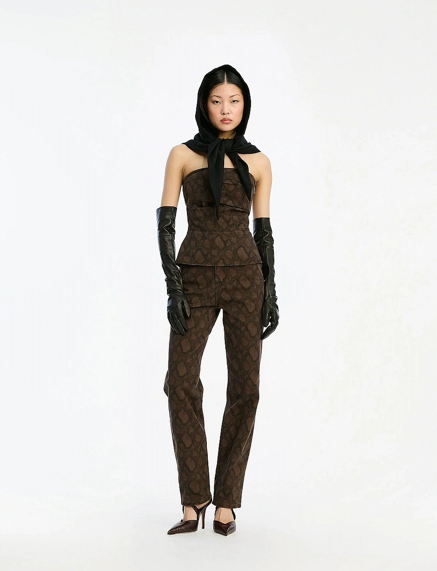 ROTATE - PRINTED STRAIGHT JEANS - jeans droites - taupe gray comb. - 0